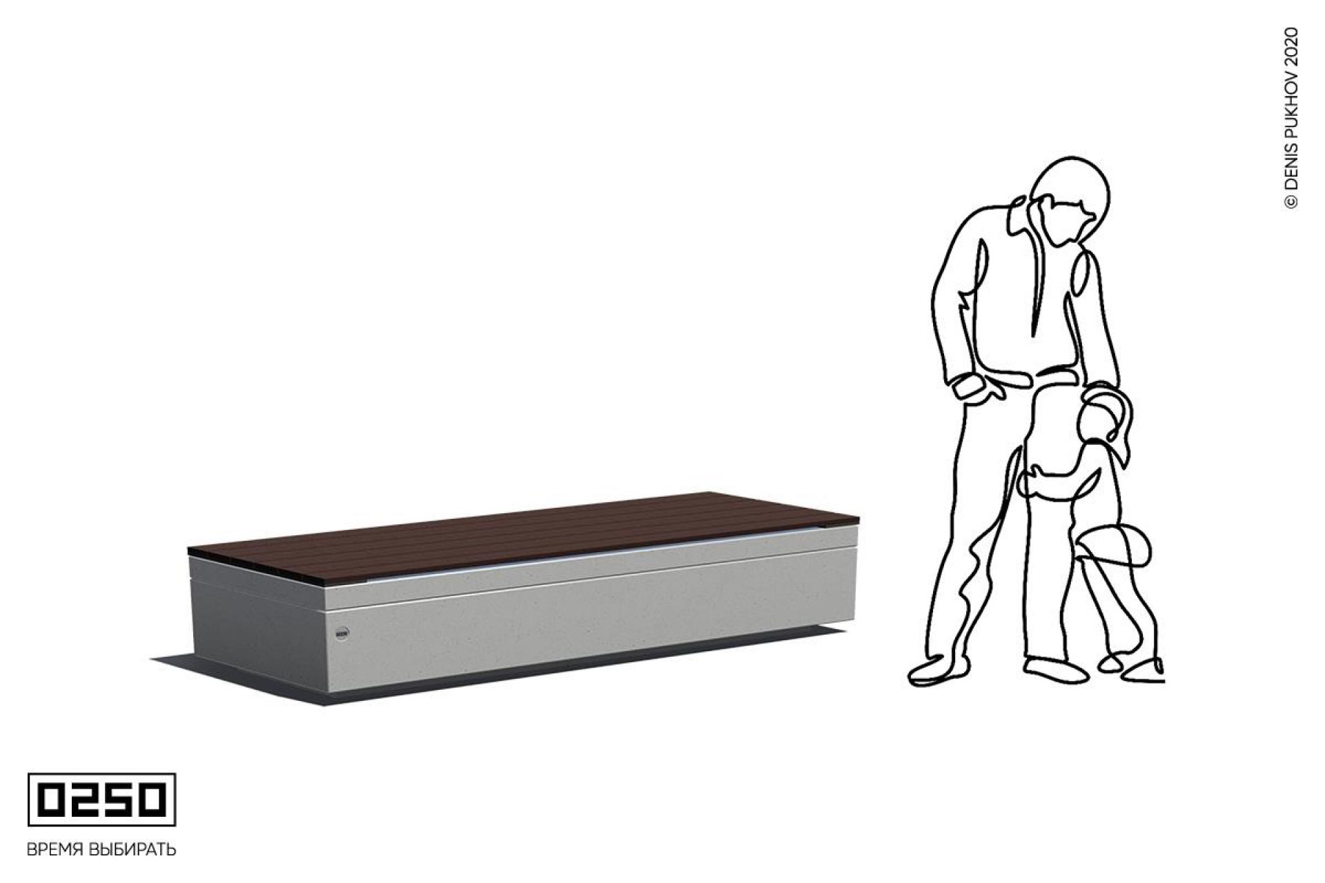 Скамейка левый параллелограмм на блоке, СПЛ._.НГ3._.ТБ