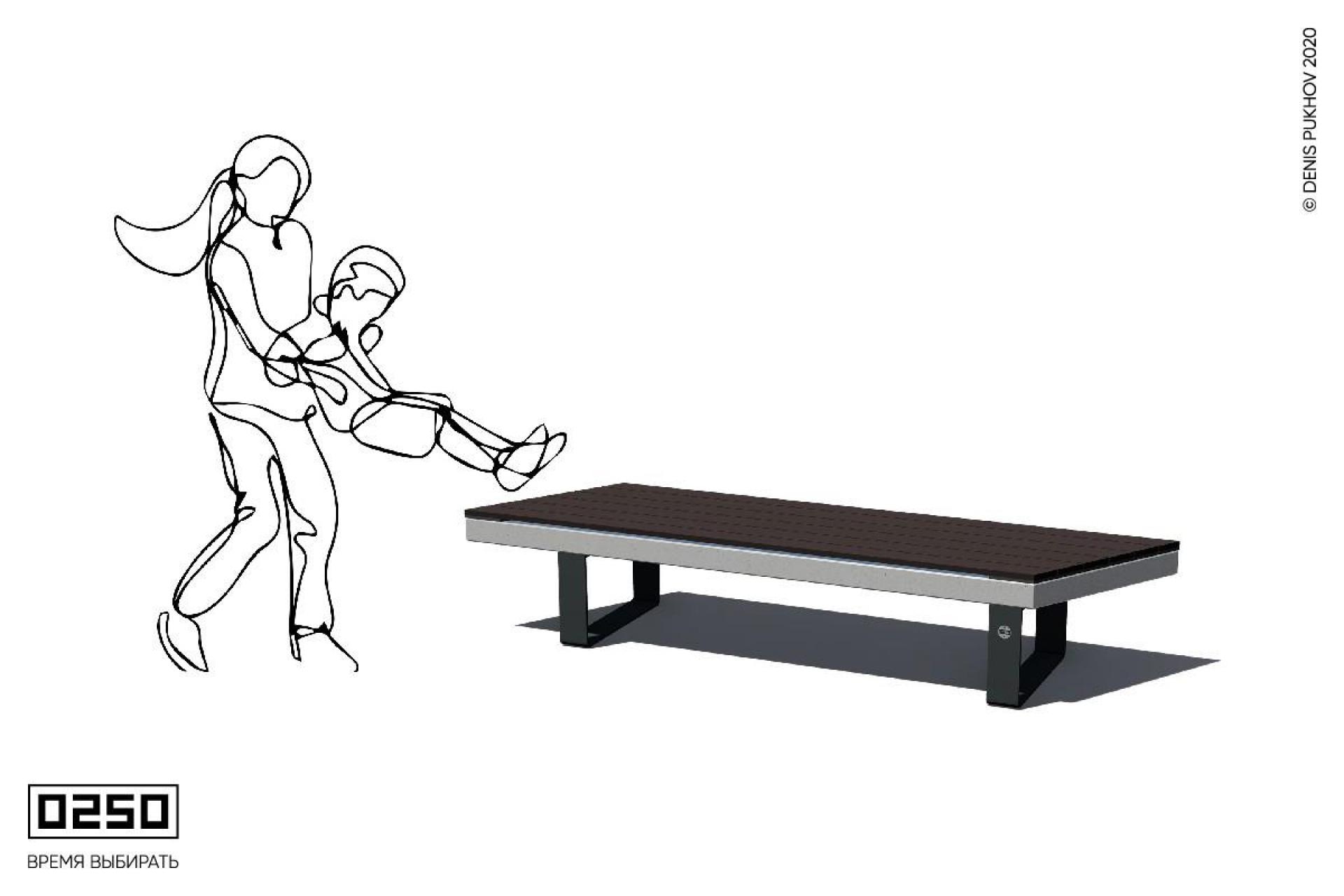 Скамейка правый параллелограмм на ножках Скамейка правый параллелограмм на ножках, СПП._.НГ1.ТБ