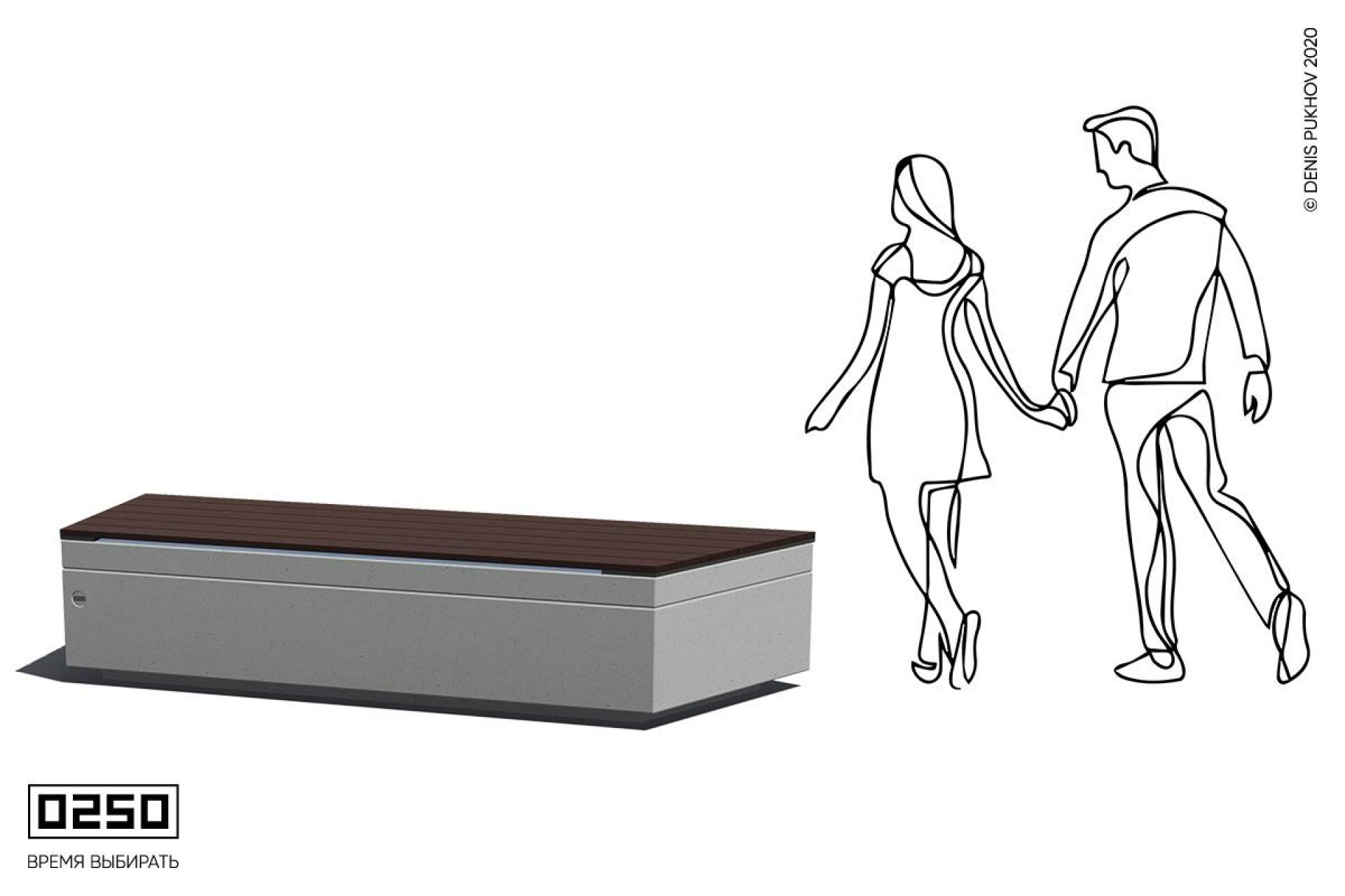 Скамейка скошенная  справа на блоке Скамейка скошенная  справа на блоке, СТП._.НГ3._.ТБ