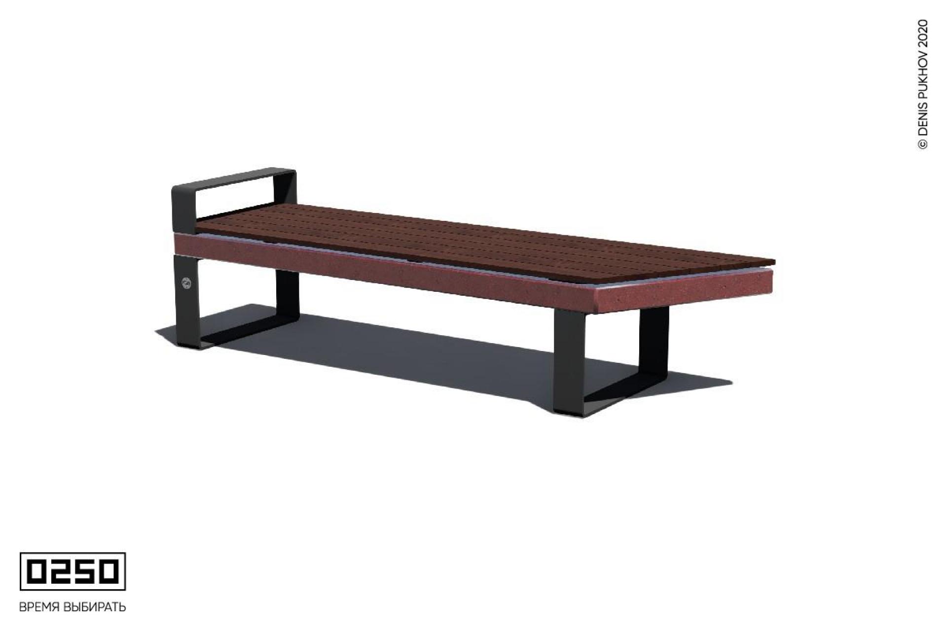 Парковая скамейка угловая на ножках с одним подлокотником в виде правой трапеции Красный марс СТП-П.КМ.НГ1.ТБ 