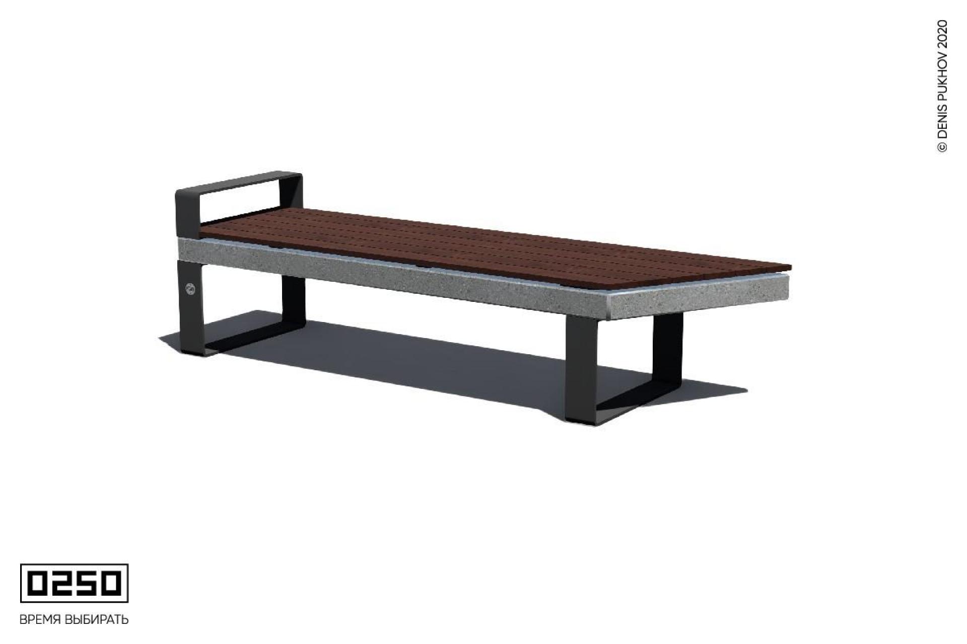 Парковая скамейка угловая на ножках с одним подлокотником в виде правой трапеции Серый графит СТП-П.С.НГ1.ТБ 