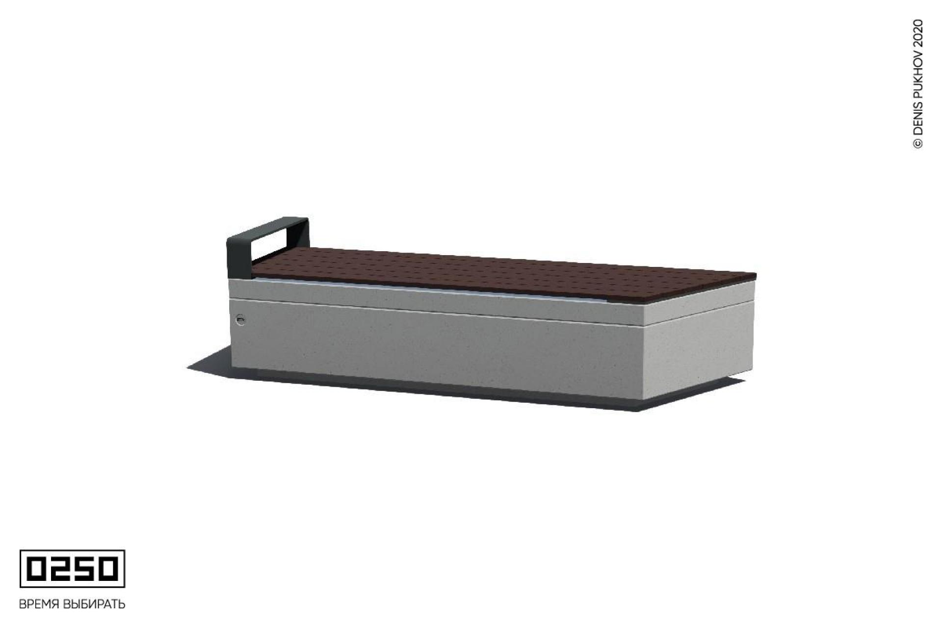 Скамейка бетонная угловая подлокотником белый кварц СТП-П.БК.НГ3.БК.ТБ