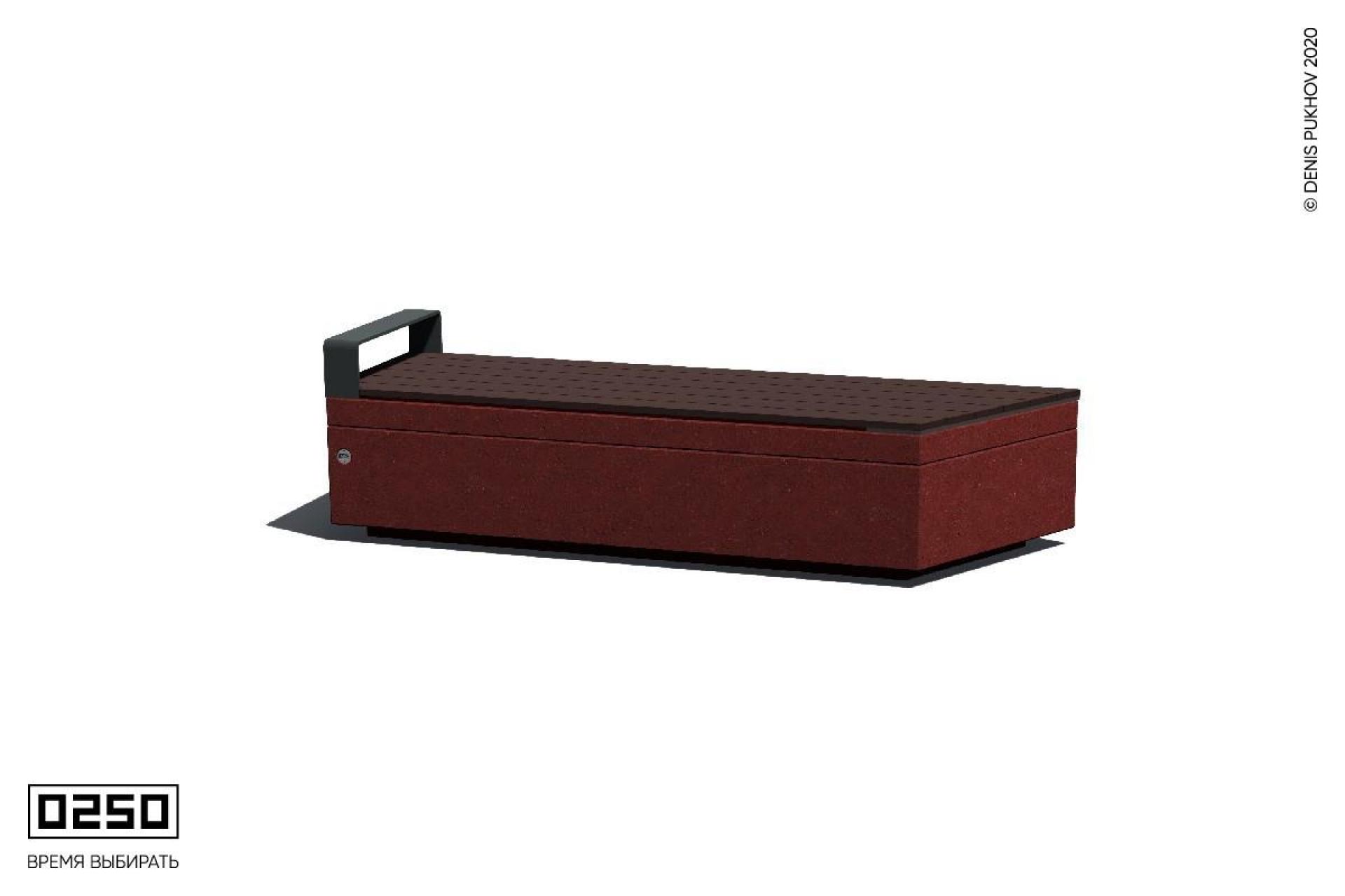 Скамейка бетонная угловая подлокотником красный марс СТП-П.КМ.НГ3.КМ.ТБ