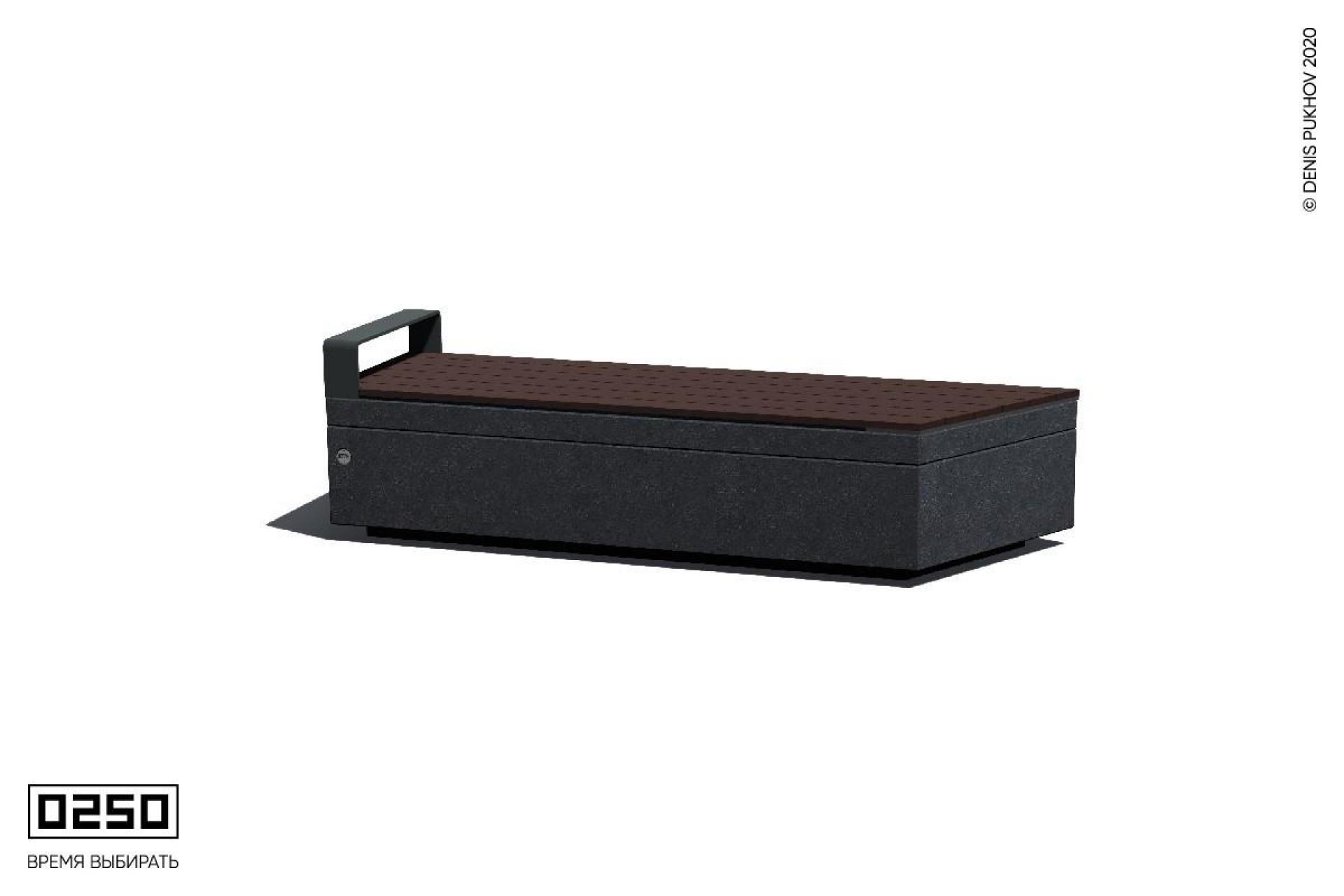 Скамейка бетонная угловая подлокотником лунный кратер СТП-П.ЛК.НГ3.ЛК.ТБ