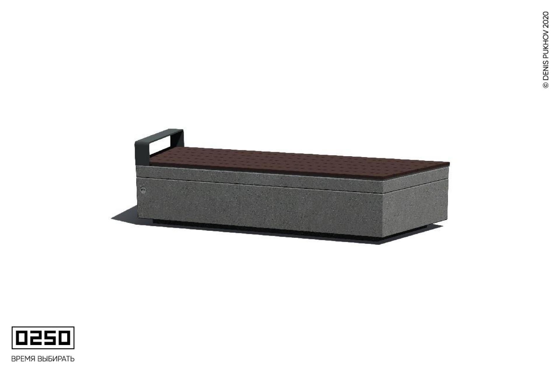 Скамейка бетонная угловая подлокотником серый графит СТП-П.С.НГ3.С.ТБ