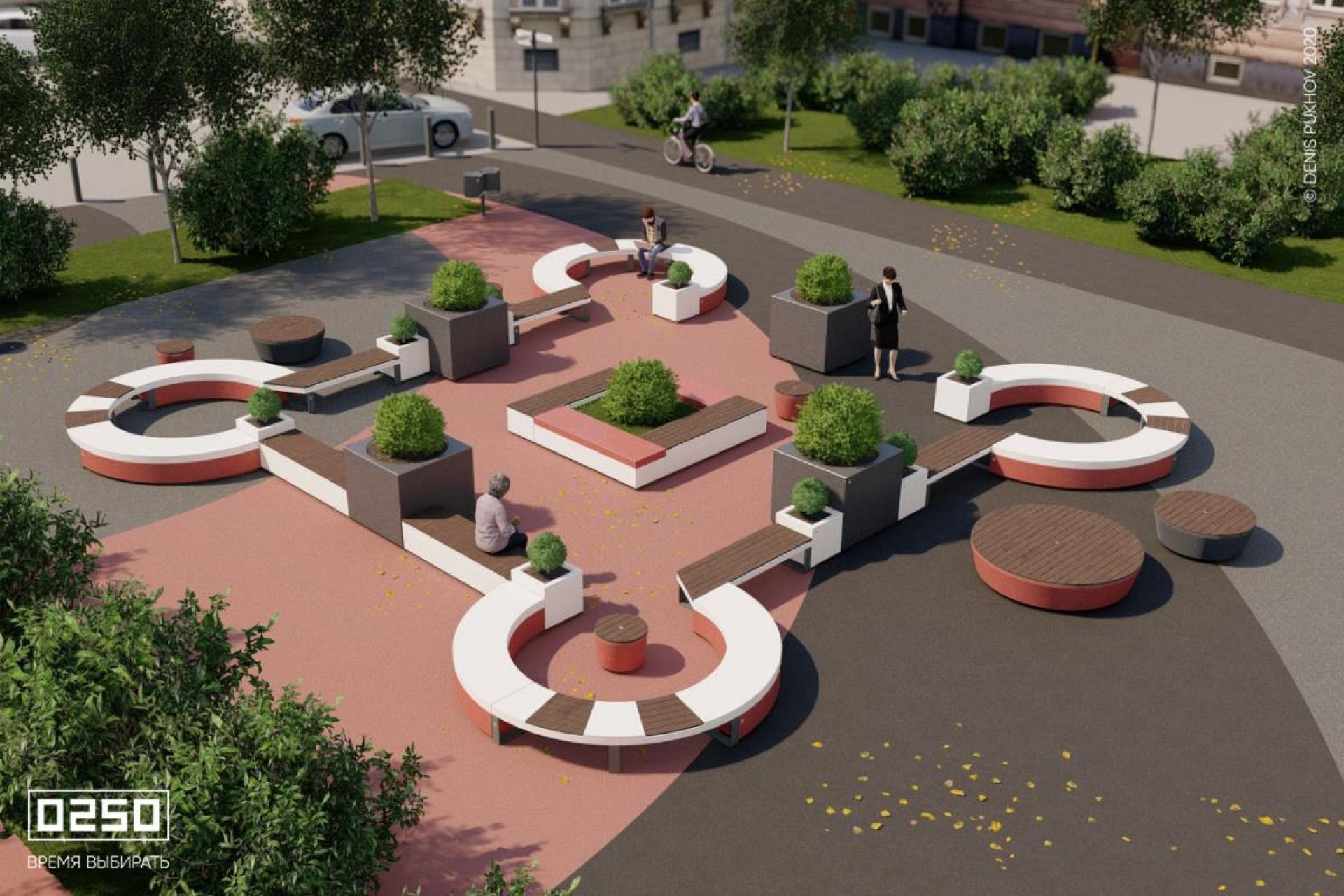 Модульный сквер Круглые углы, Сборка Круглые углы