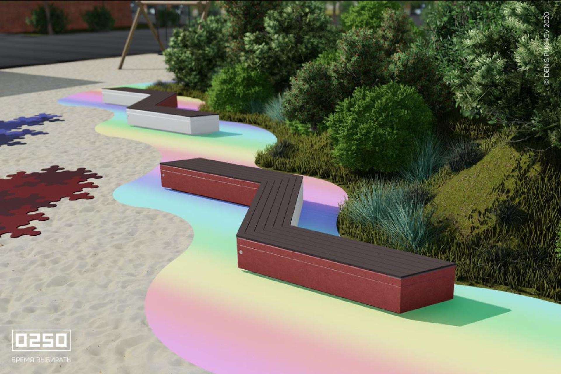 Модульная скамейка зигзаг, Сборка Тройная