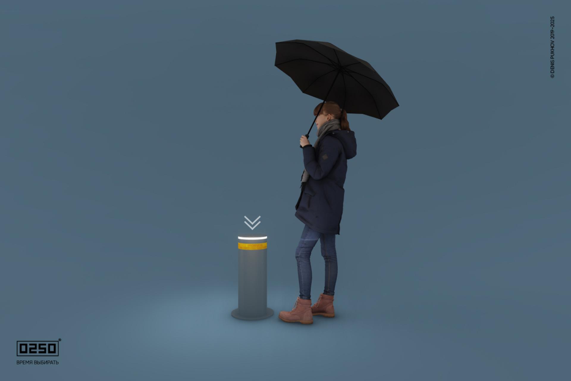 Гидравлический автоматический боллард с подсветкой , bollard2