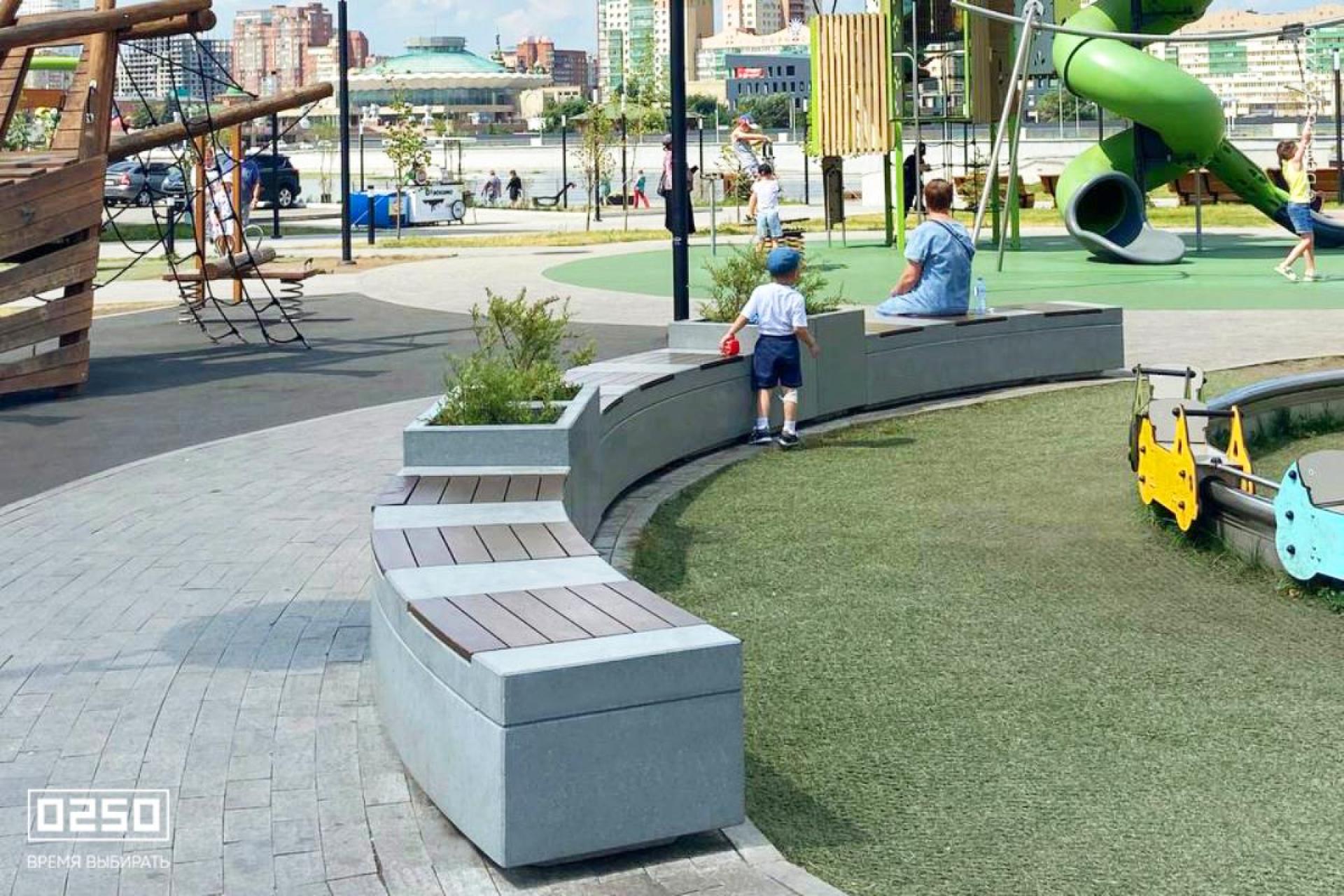 Модульная скамейка дуговая серый графит