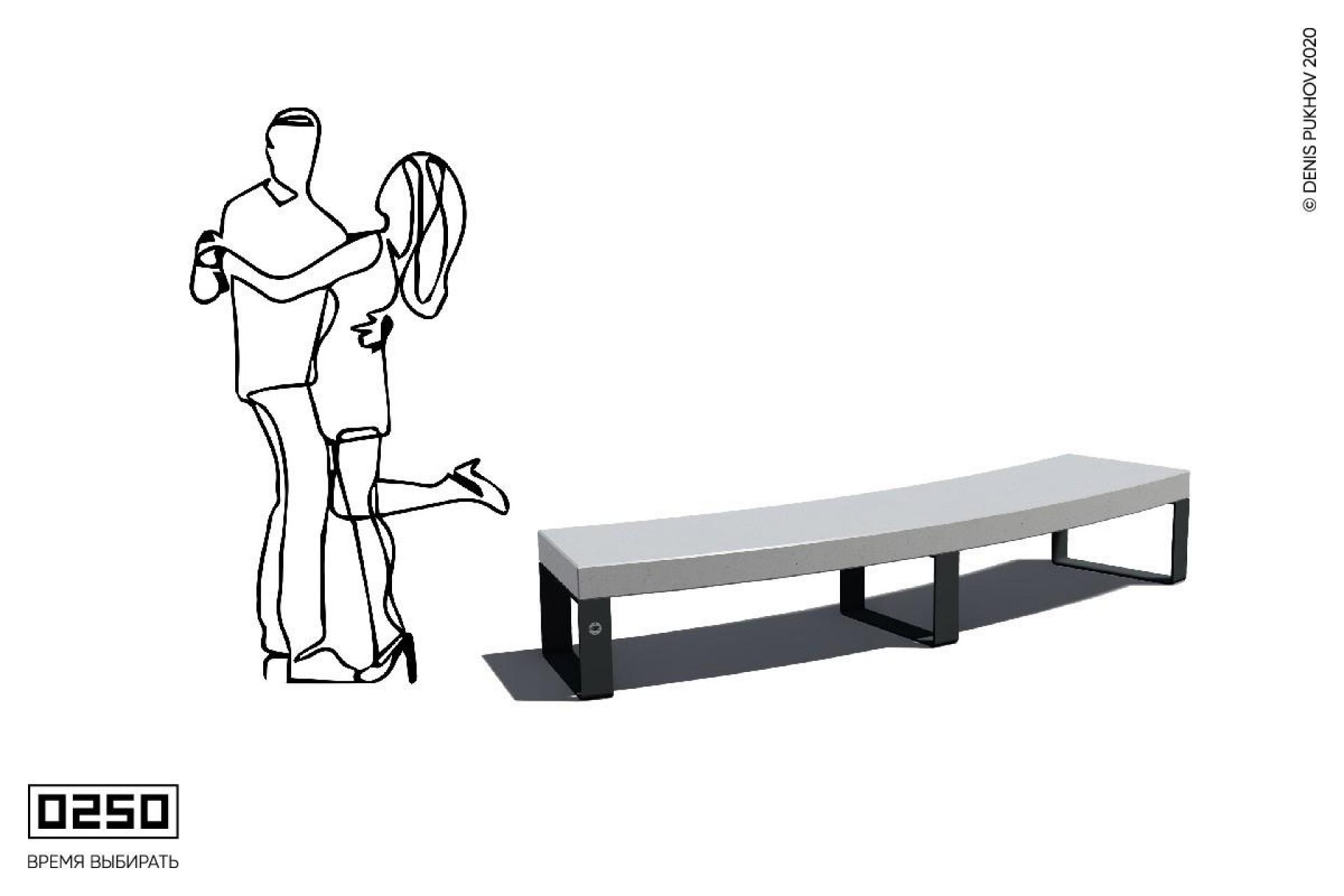 Радиальная скамейка 30° без настила на ножках , СРБ10-30._.НГ1