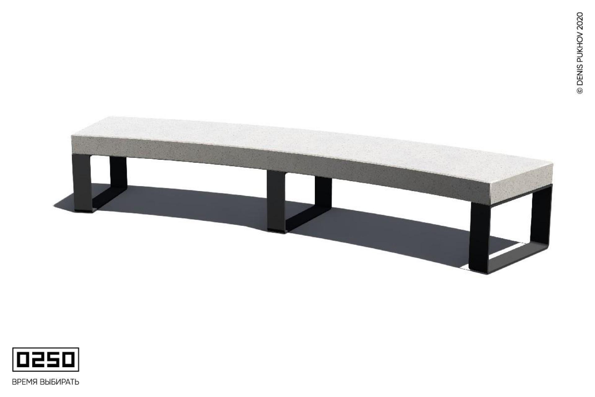 Парковая радиальная скамейка 30° на ножках без настила Белый кварц СРБ10-30.БК.НГ1