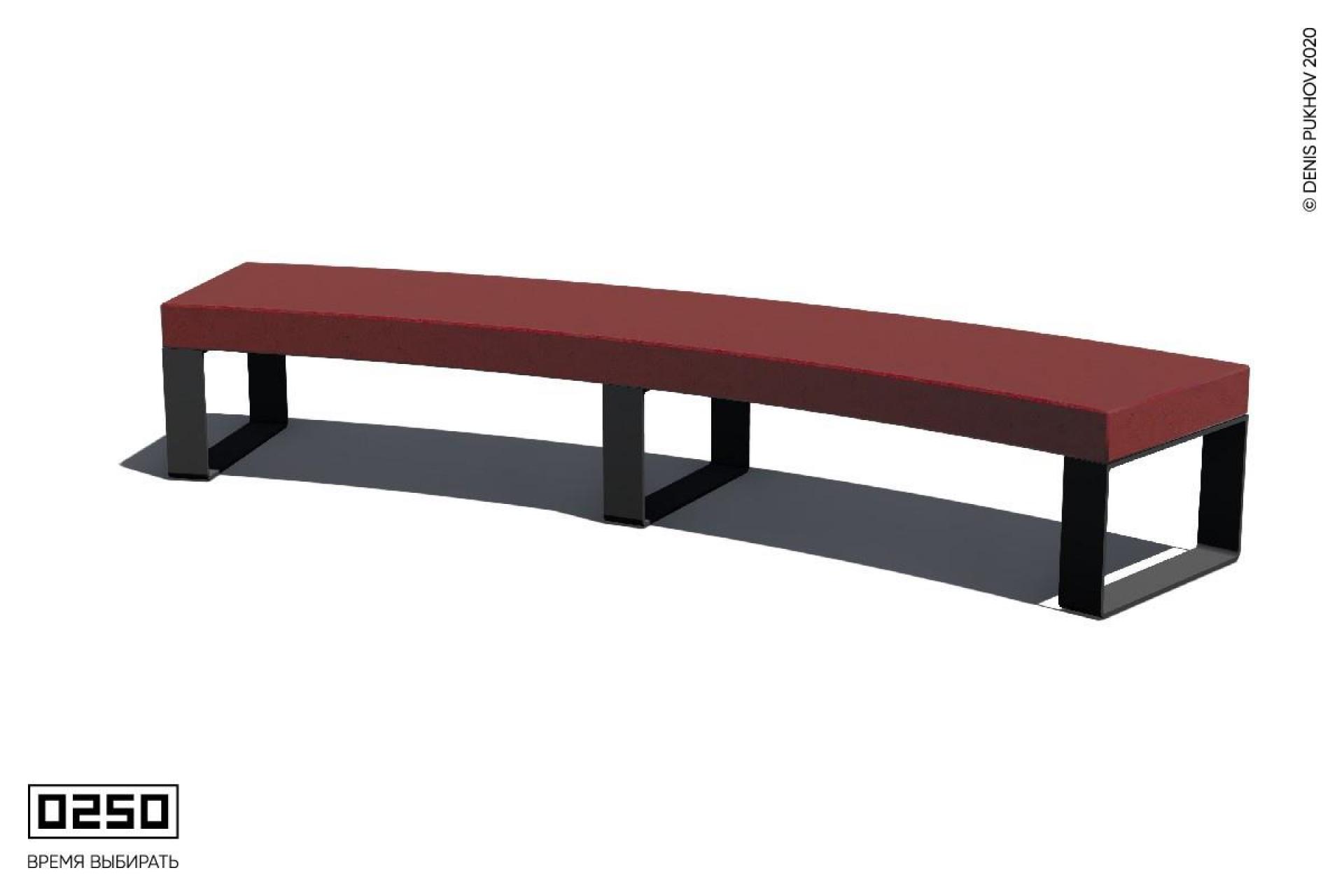 Парковая радиальная скамейка 30° на ножках без настила Красный марс СРБ10-30.КМ.НГ1