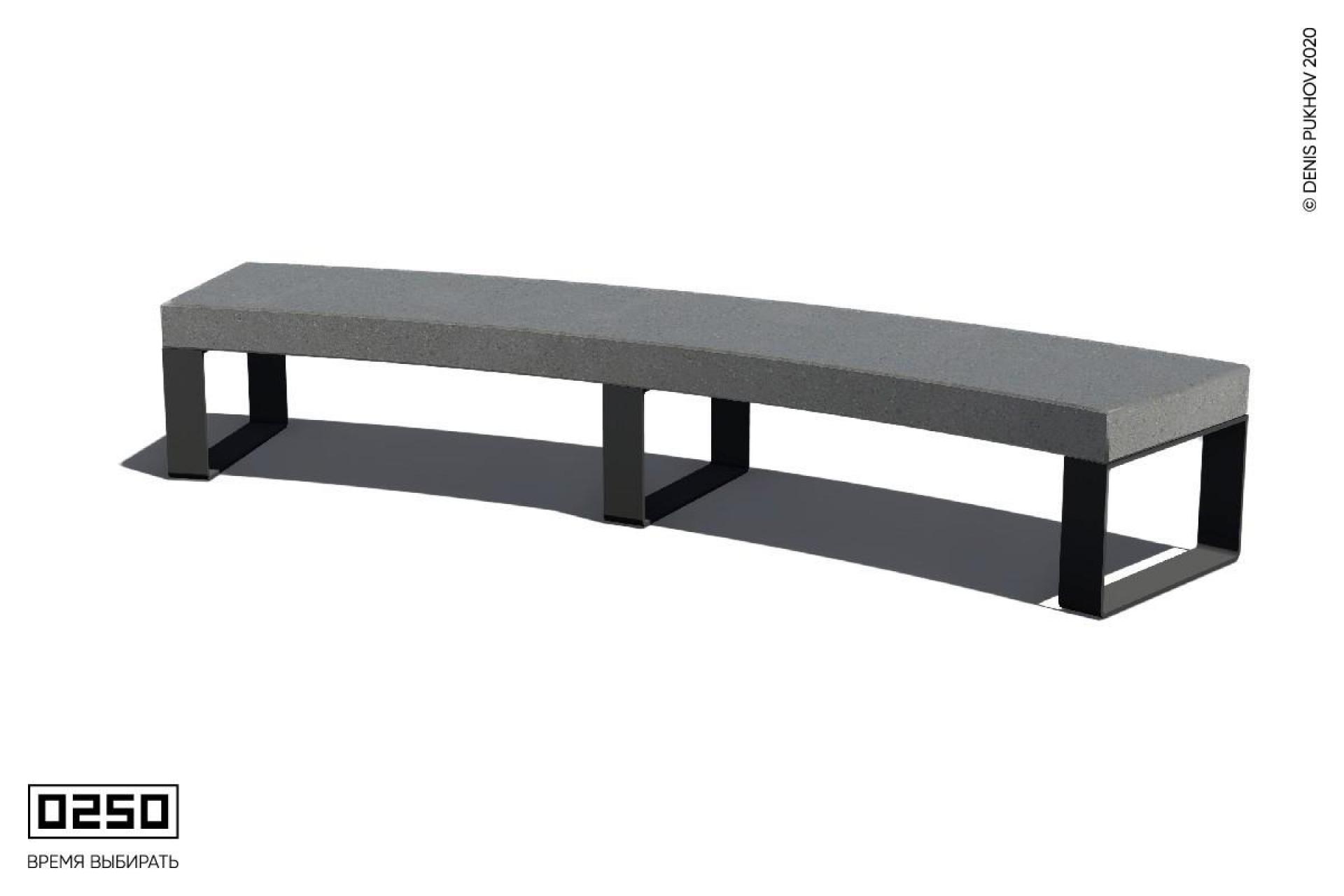 Парковая радиальная скамейка 30° на ножках без настила Серый графит СРБ10-30.С.НГ1