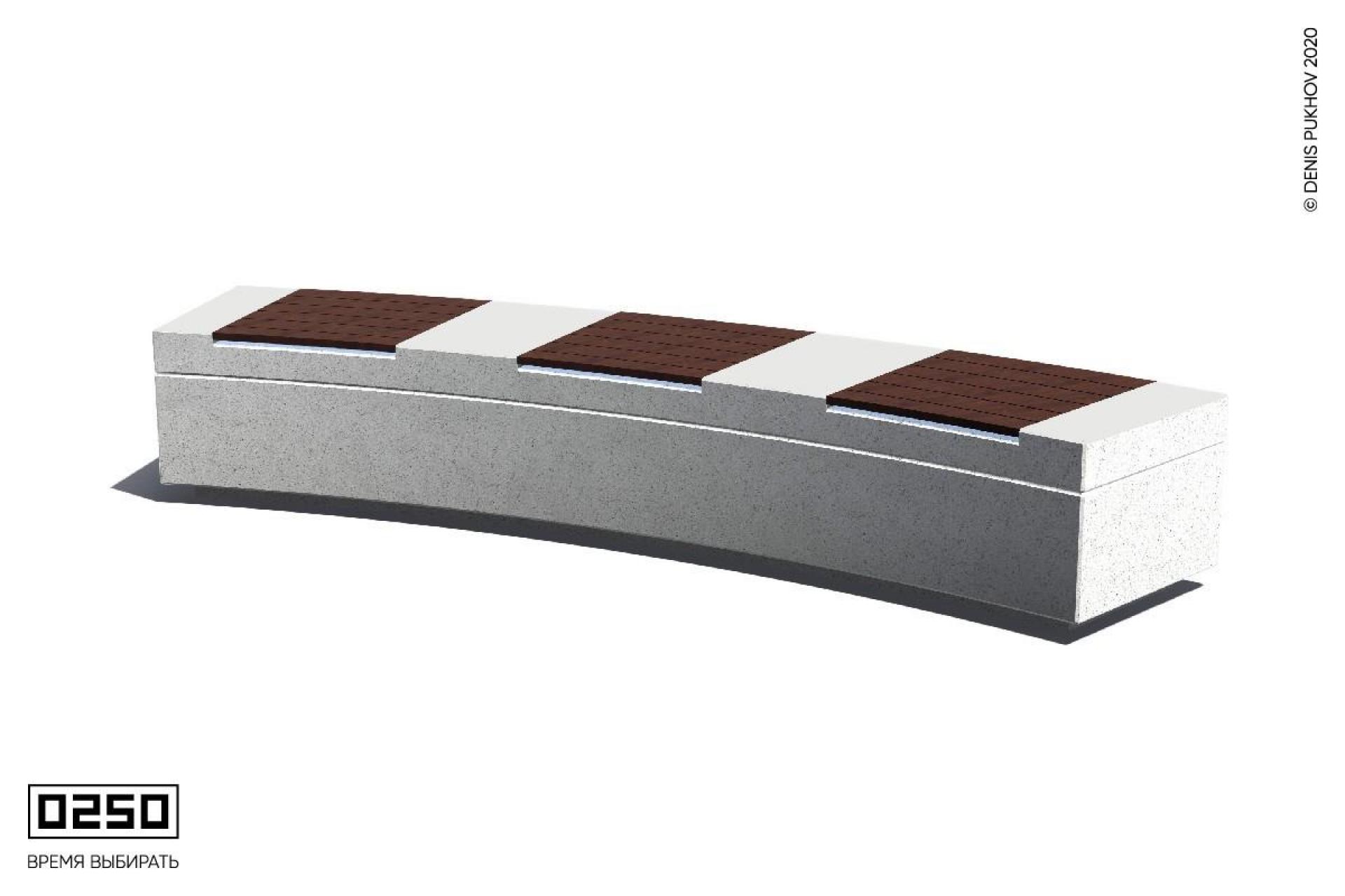 Парковая радиальная скамья 30° на бетонном основании Белый кварц СРБ10-30Д.БК.НГ3.БК