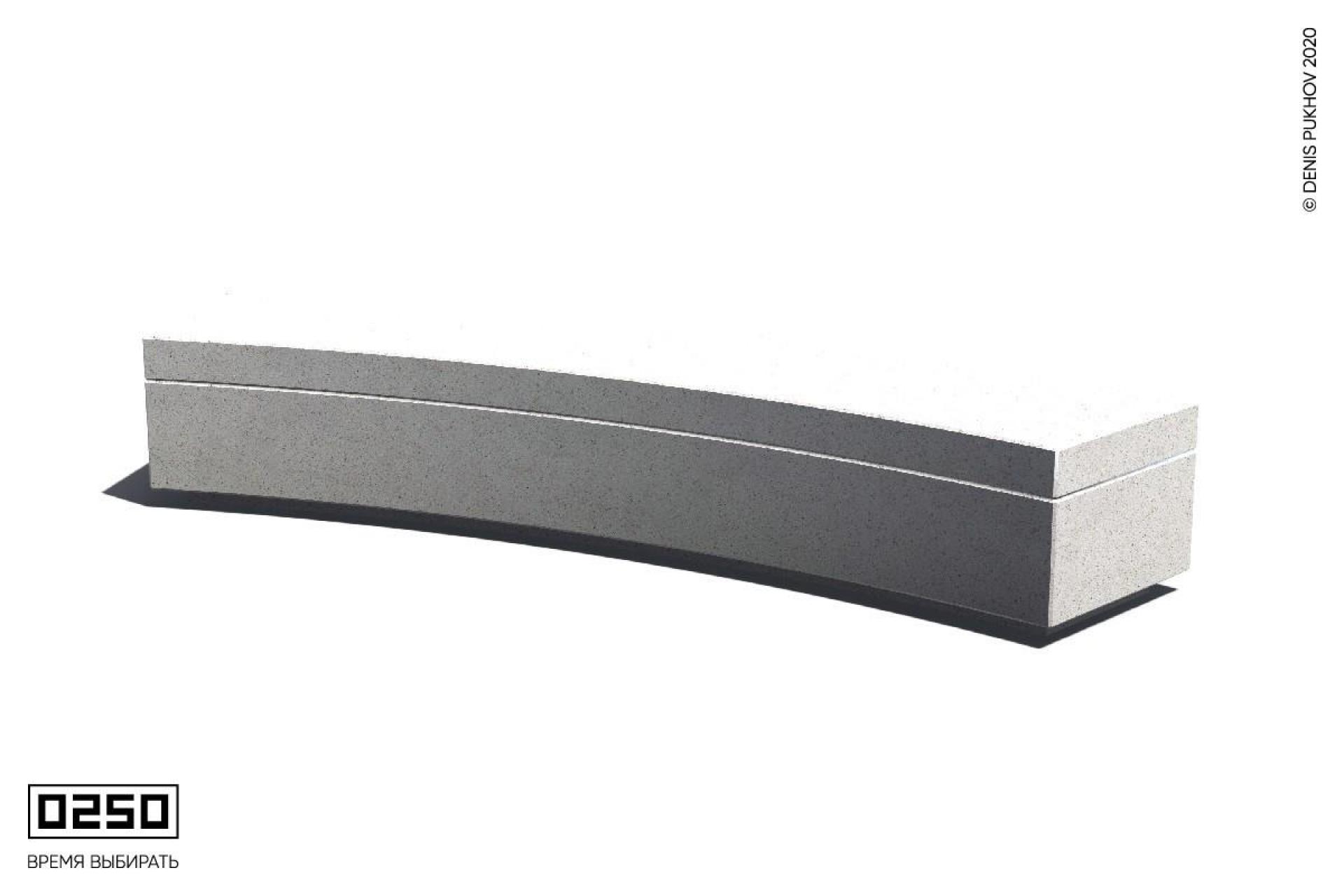 Парковая радиальная скамья 30° на бетонном основании без настила Белый кварц СРБ10-30.БК.НГ3.БК