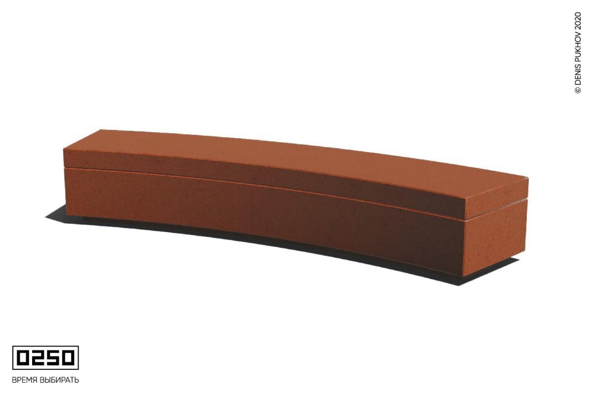 Парковая радиальная скамья 30° на бетонном основании без настила Рыжий кортен СРБ10-30.РК.НГ3.РК