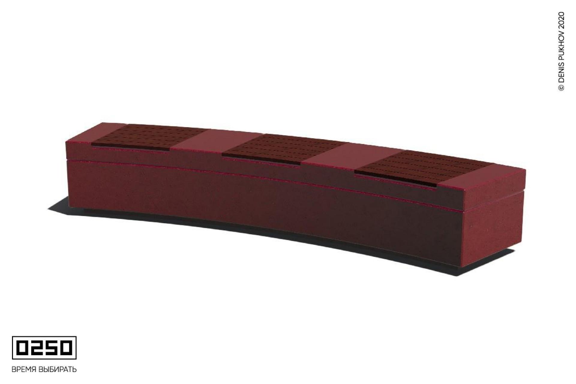 Парковая радиальная скамья 30° на бетонном основании Красный марс СРБ10-30Д.КМ.НГ3.КМ