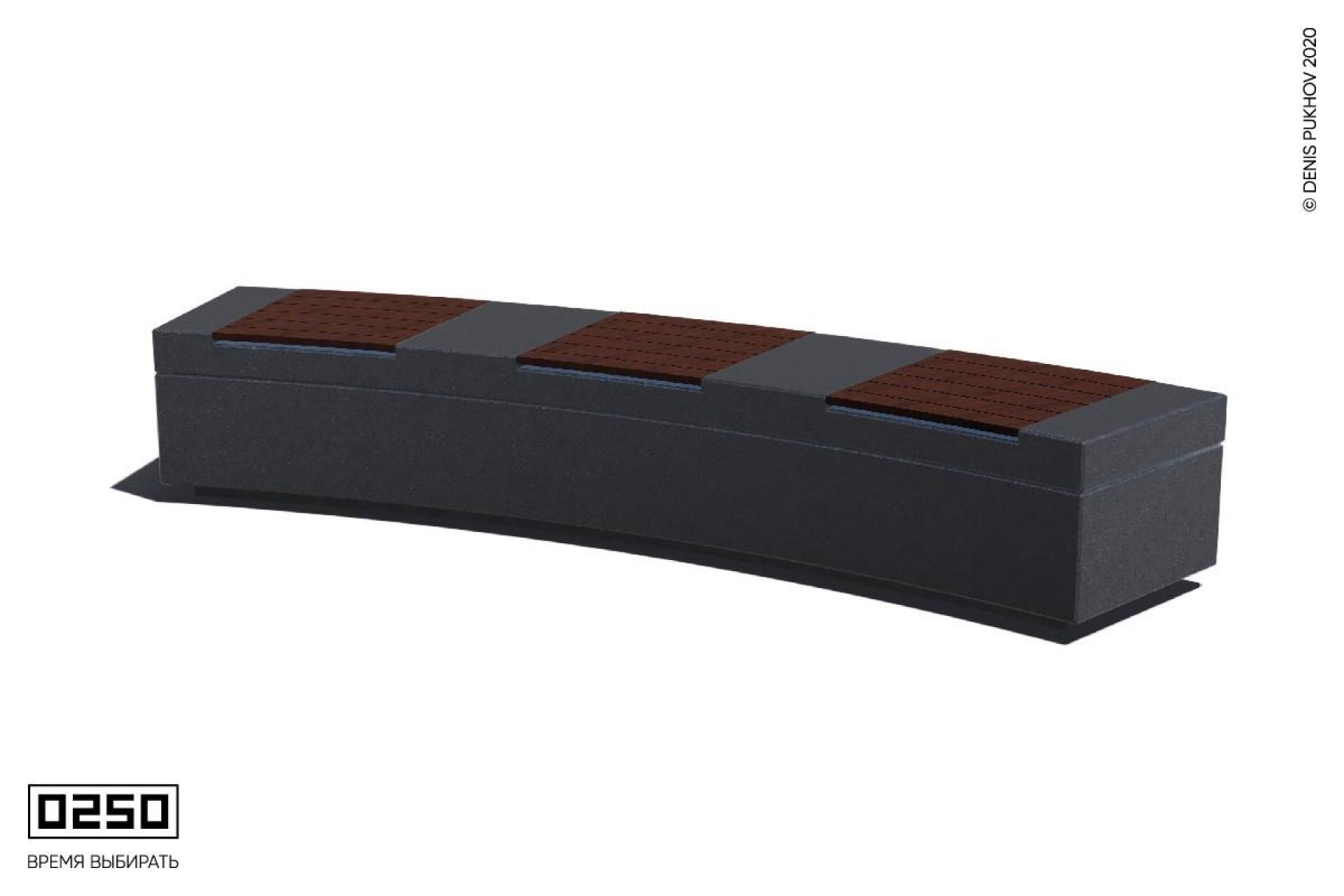 Парковая радиальная скамья 30° на бетонном основании Лунный кратер СРБ10-30Д.ЛК.НГ3.ЛК