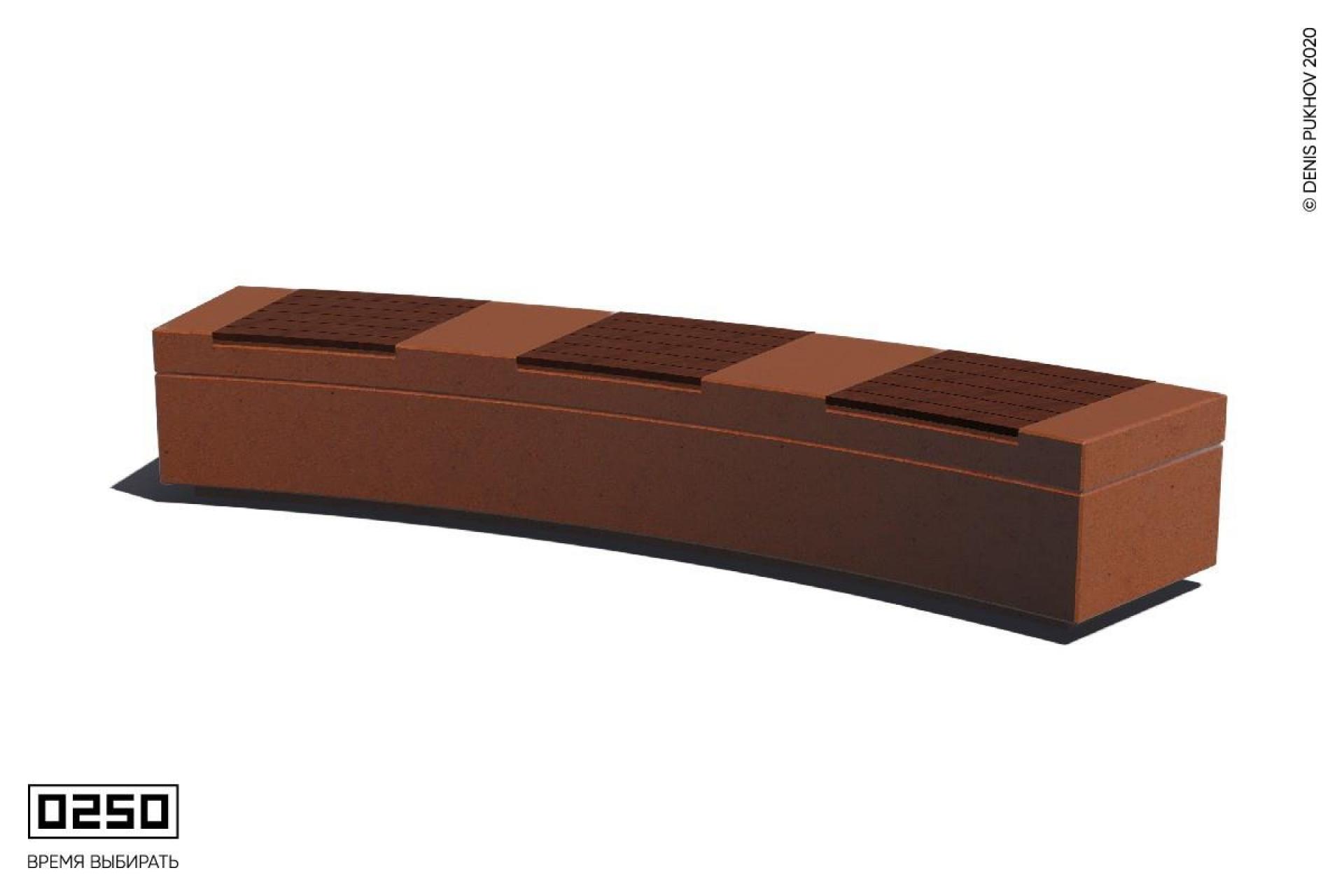 Парковая радиальная скамья 30° на бетонном основании Рыжий кортен СРБ10-30Д.РК.НГ3.РК