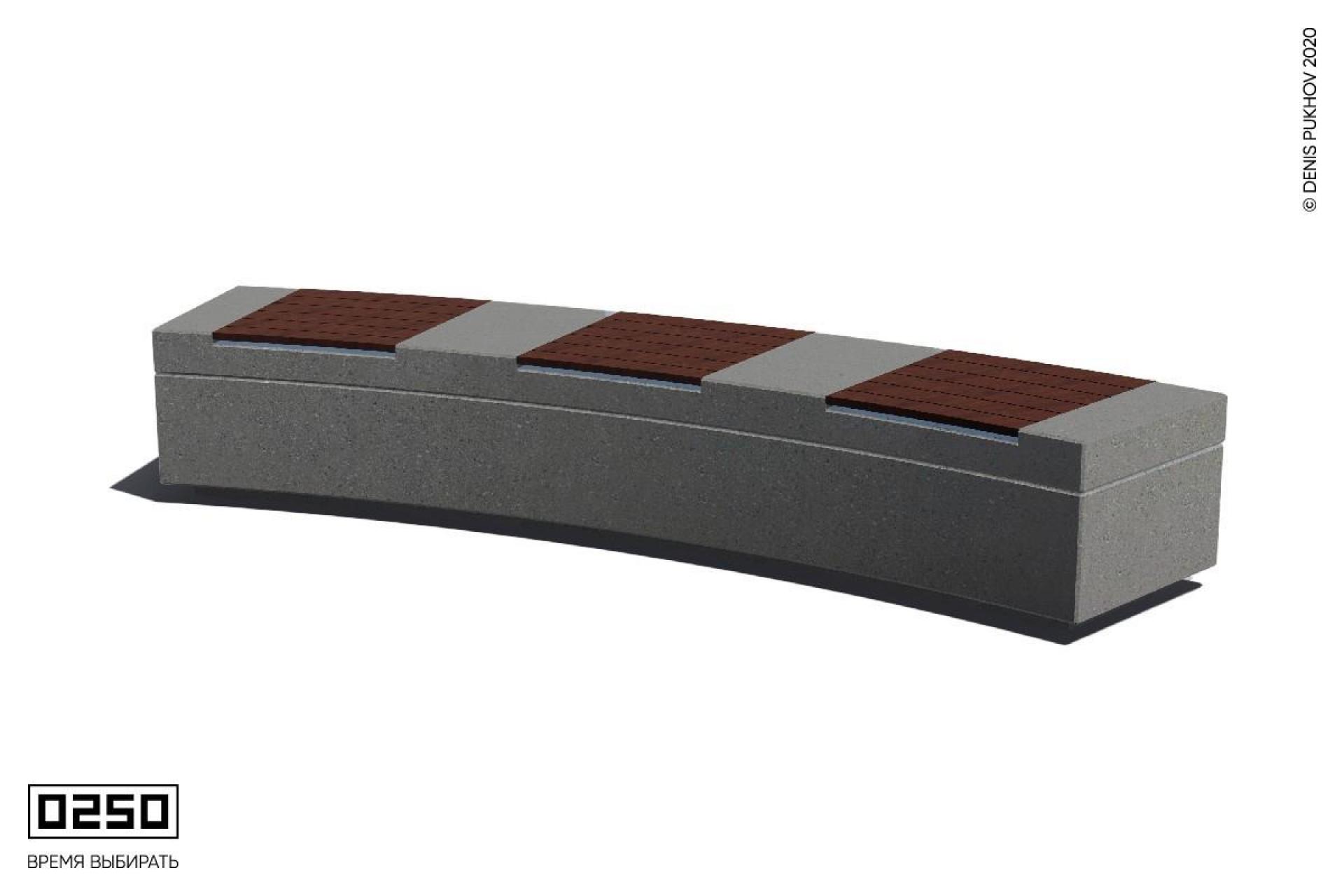 Парковая радиальная скамья 30° на бетонном основании Серый графит СРБ10-30Д.С.НГ3.С