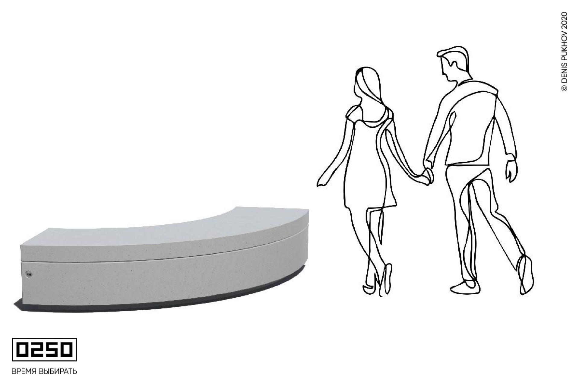 Радиальная скамейка 90° без настила на блоке Радиальная скамейка 90° без настила на блоке, СРБ3-90._.НГ3._