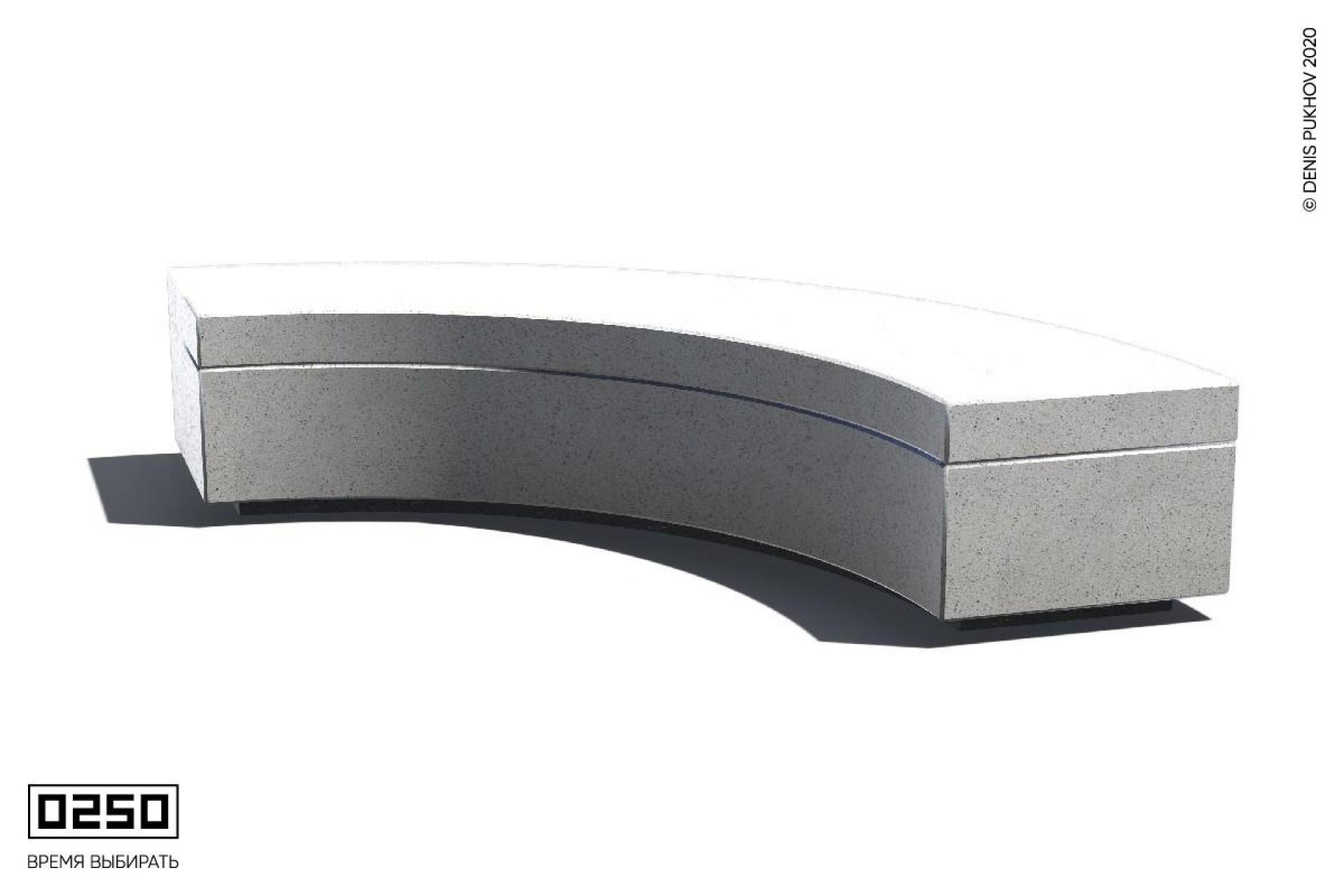 Радиусная  скамья 90° на бетонном основании без настила Белый кварц СРБ3-90.БК.НГ3.БК Иллюстрация радиусная скамья 90° на бетонном основании без настила Белый кварц СРБ3-90.БК.НГ3.БК