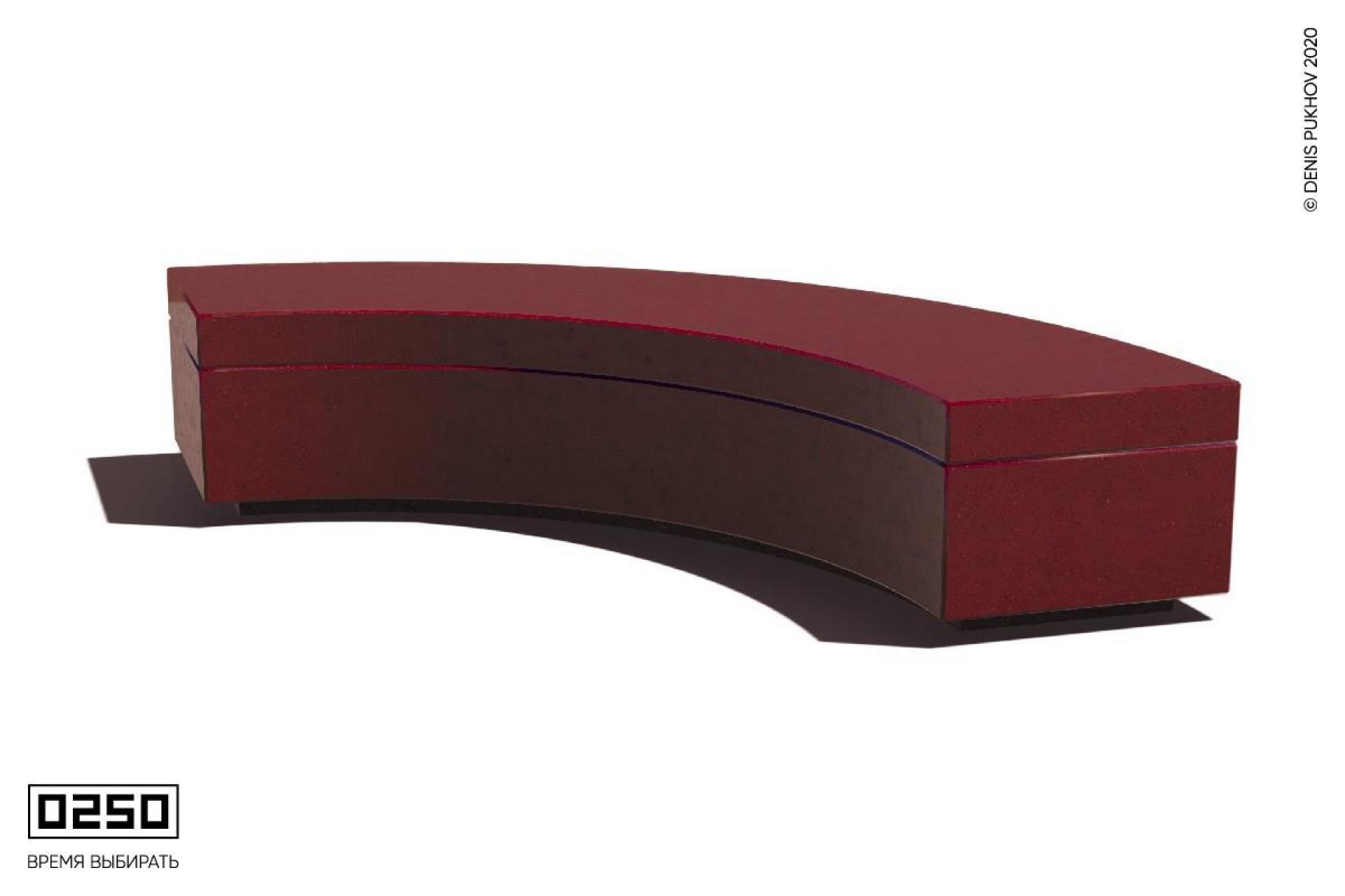 Радиусная  скамья 90° на бетонном основании без настила Красный марс СРБ3-90Д.КМ.НГ3.КМ Иллюстрация радиусная скамья 90° на бетонном основании без настила Красный марс СРБ3-90Д.КМ.НГ3.КМ