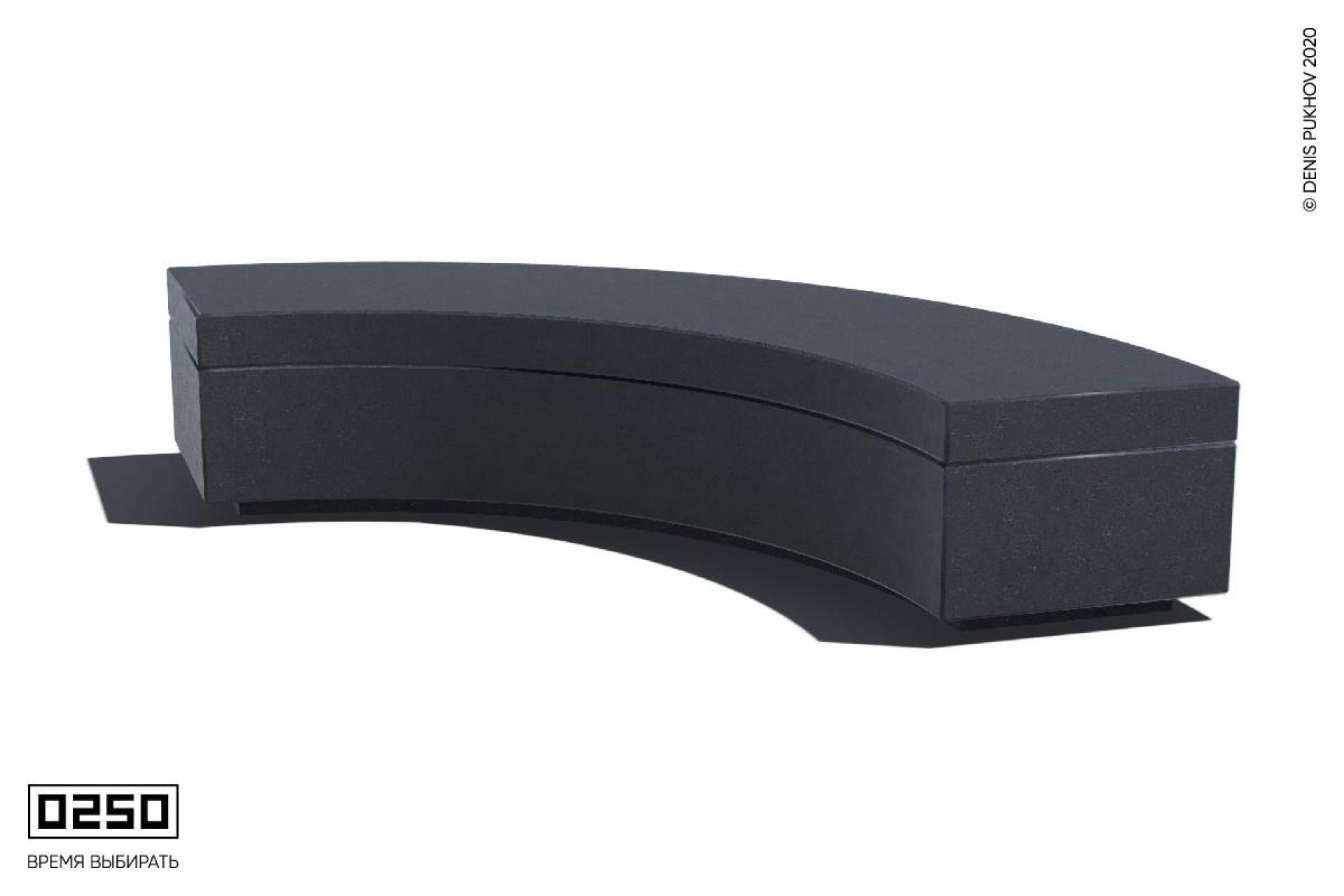 Радиусная  скамья 90° на бетонном основании без настила Лунный кратер СРБ3-90Д.ЛК.НГ3.ЛК Иллюстрация радиусная скамья 90° на бетонном основании без настила Лунный кратер СРБ3-90Д.ЛК.НГ3.ЛК