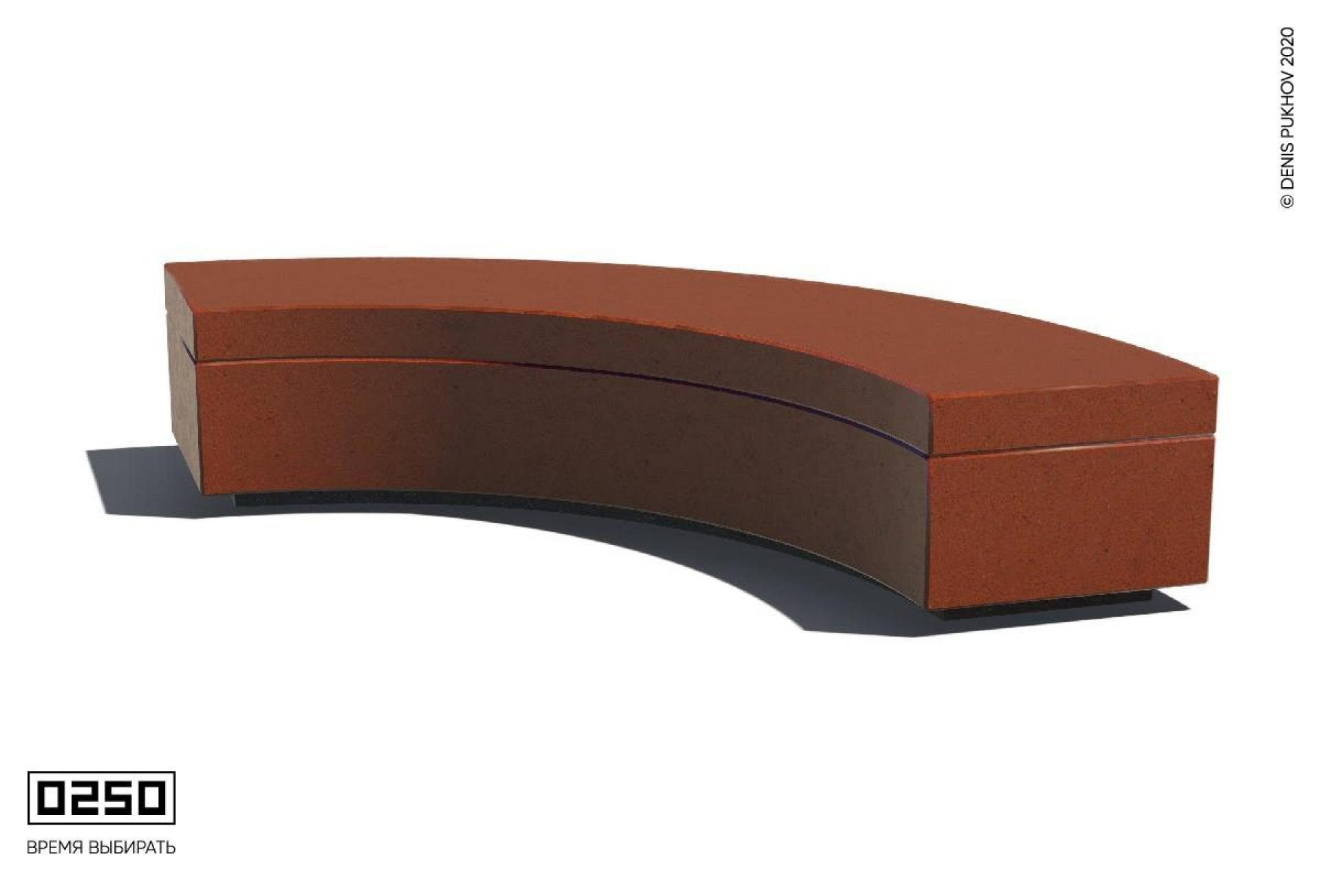 Радиусная скамья 90° на бетонном основании без настила Рыжий кортен СРБ3-90Д.РК.НГ3.РК Иллюстрация радиусная скамья 90° на бетонном основании без настила Рыжий кортен СРБ3-90Д.РК.НГ3.РК