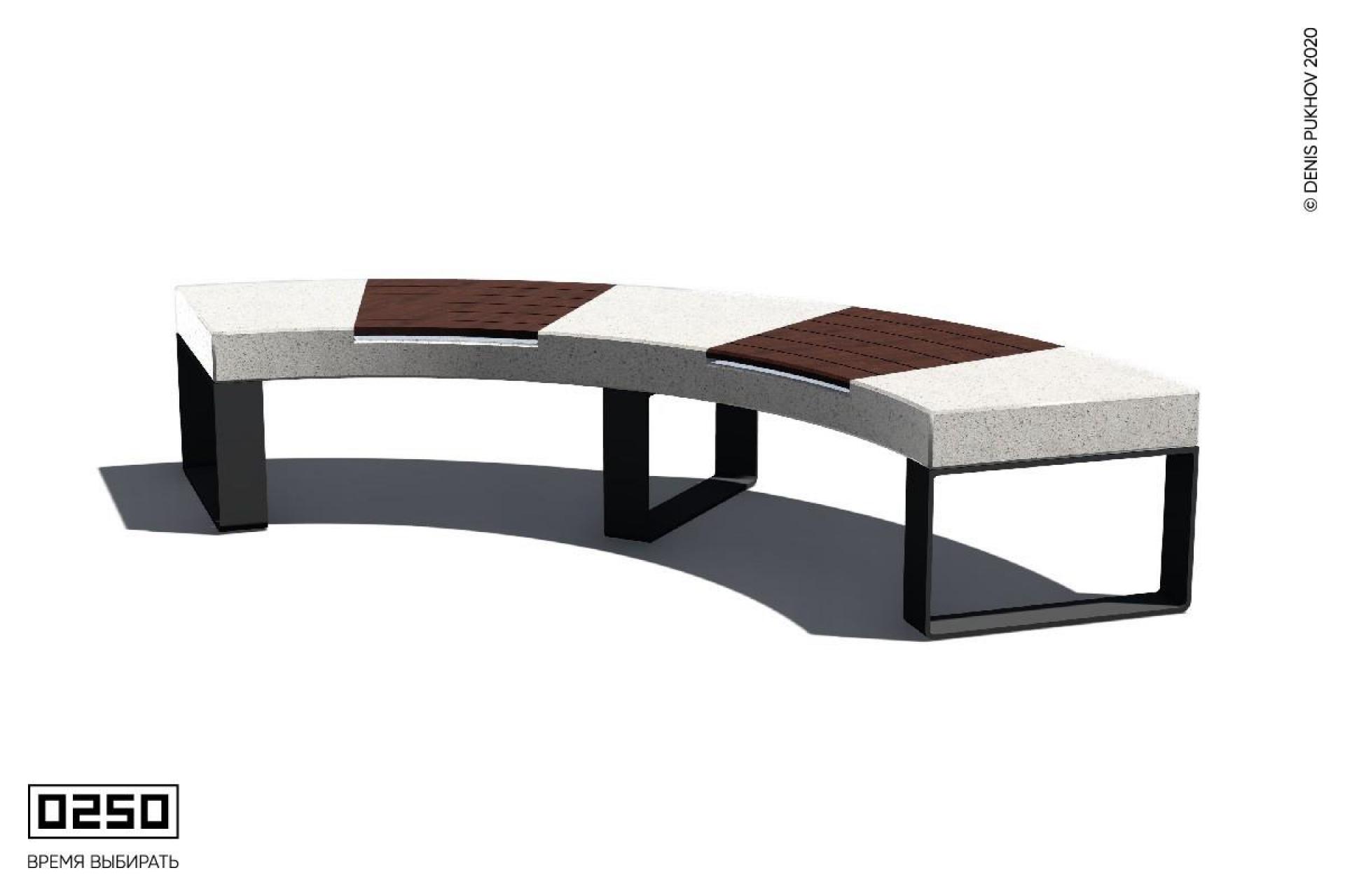 Иллюстрация Радиусная скамья 90° на ножках Белый кварц СРБ3-90Д.БК.НГ1