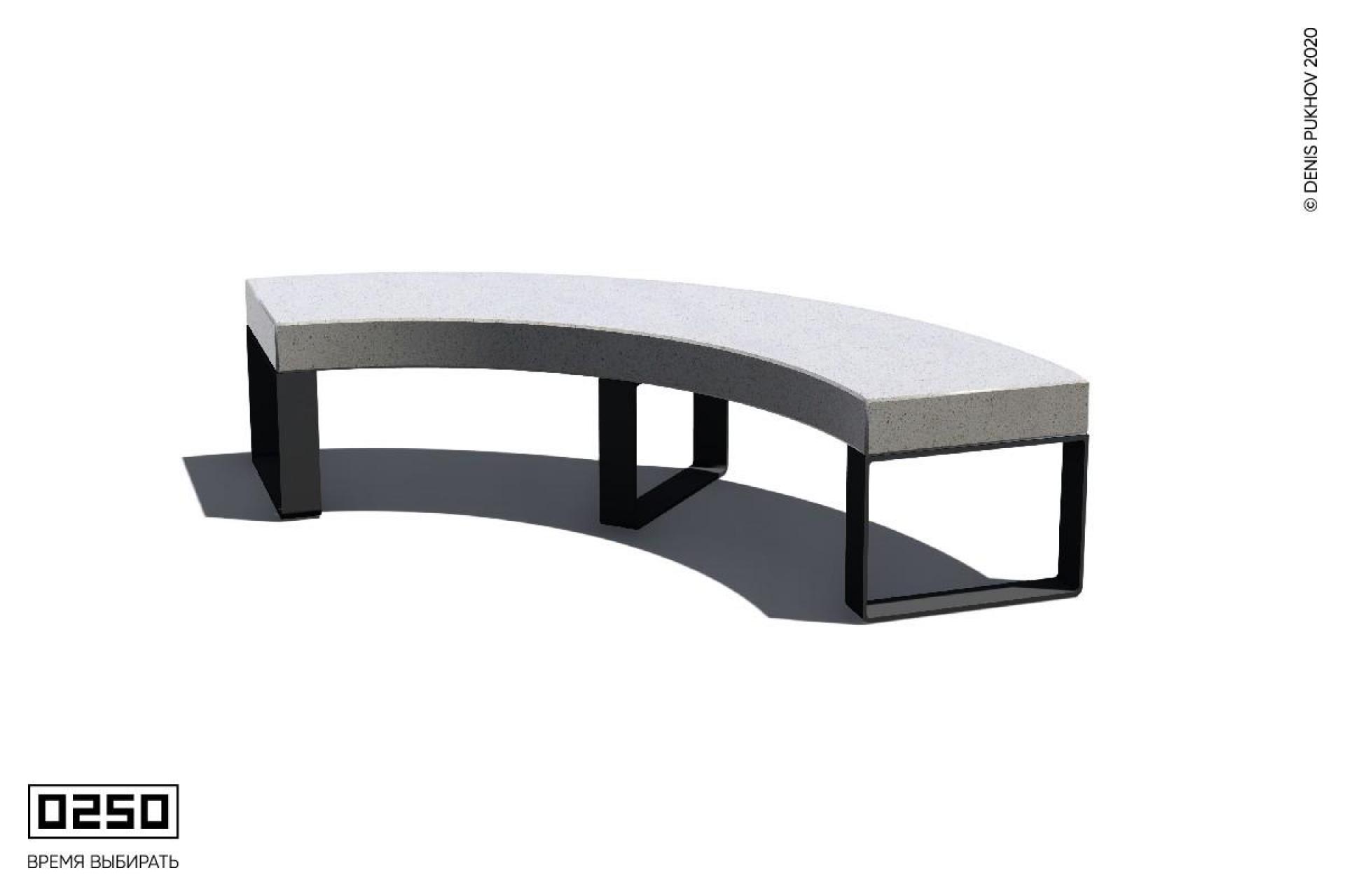 Парковая радиальная скамья 90° на ножках без настила Белый кварц СРБ3-90.БК.НГ1