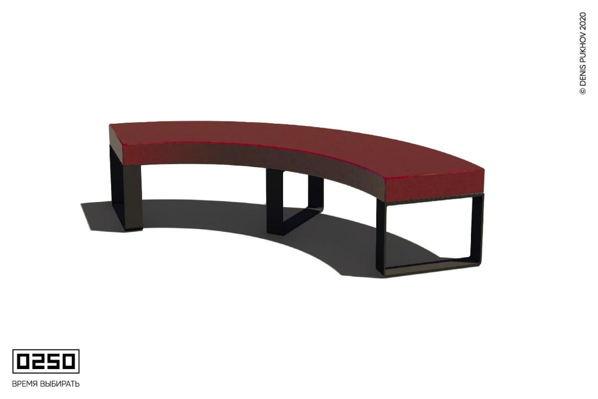 Парковая радиальная скамья 90° на ножках без настила Красный марс СРБ3-90.КМ.НГ1