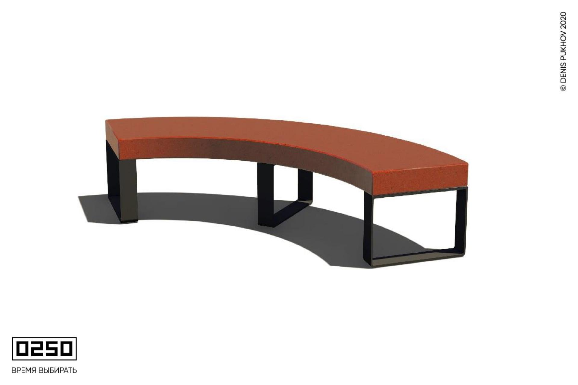 Парковая радиальная скамья 90° на ножках без настила Рыжий кортен СРБ3-90.РК.НГ1