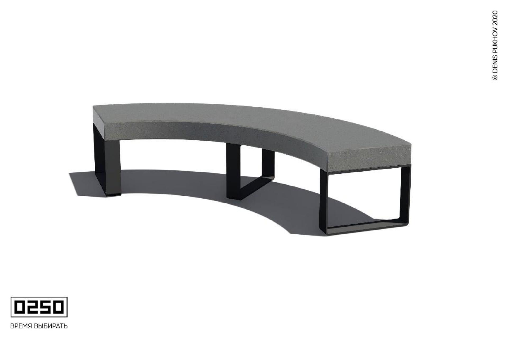 Парковая радиальная скамья 90° на ножках без настила Серый графит СРБ3-90.С.НГ1