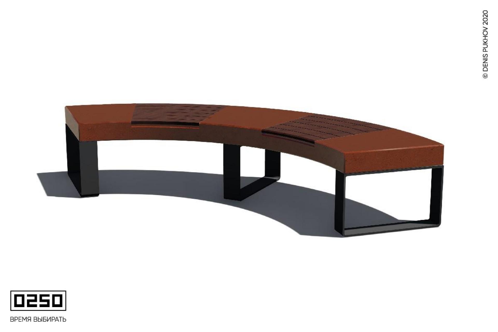 Иллюстрация Радиусная  скамья 90° на ножках Рыжий кортен СРБ3-90Д.РК.НГ1