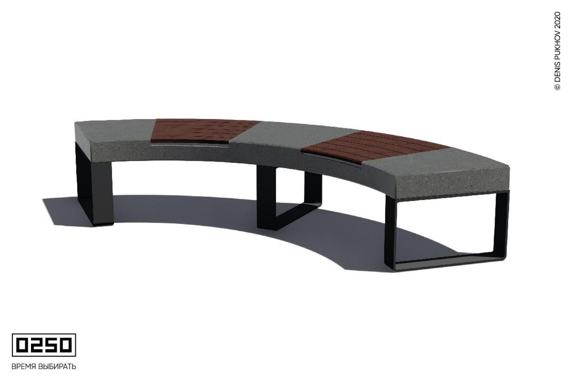 Иллюстрация Радиусная  скамья 90° на ножках Серый графит СРБ3-90Д.С.НГ1