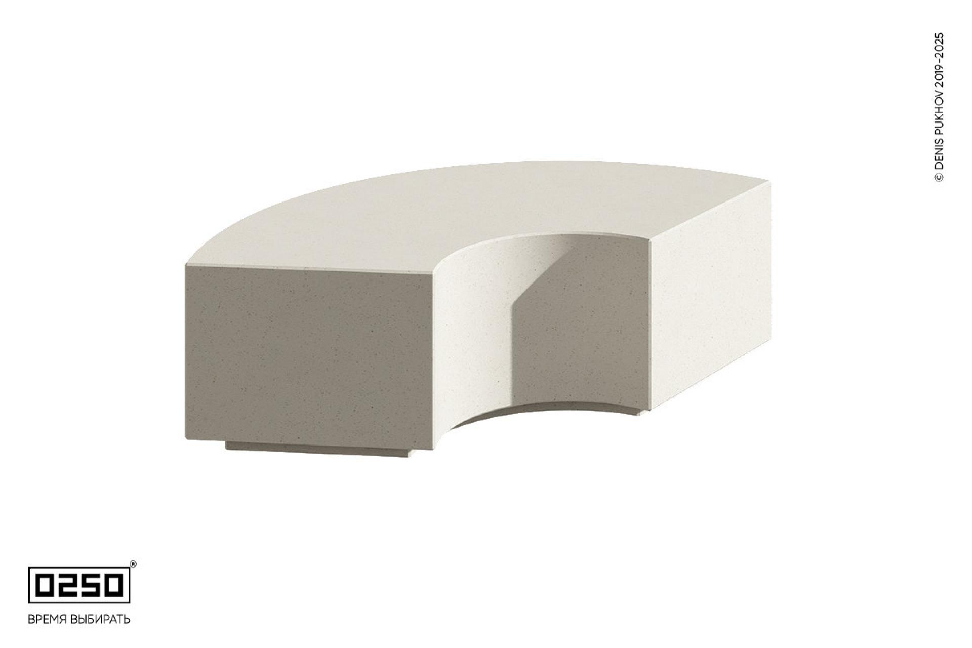 Модуль угловойскамеечный из белого бетона 