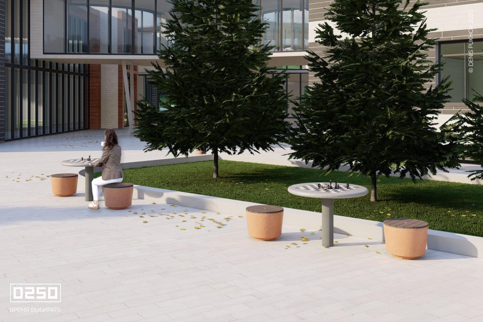 Рендер с двумя круглыми столами 