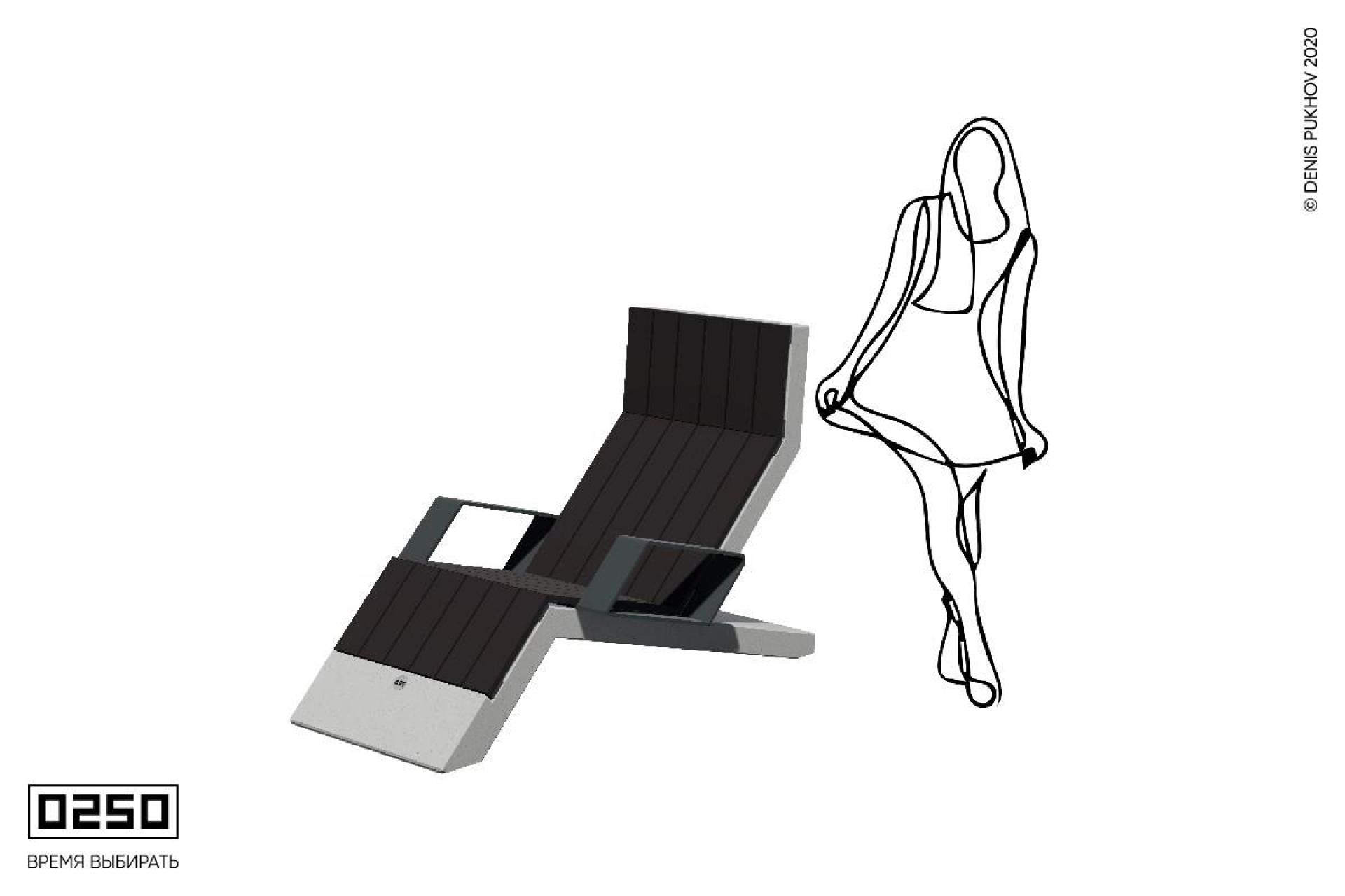 Парковый шезлонг Конкорд из полированного архитектурного бетона, ШГК