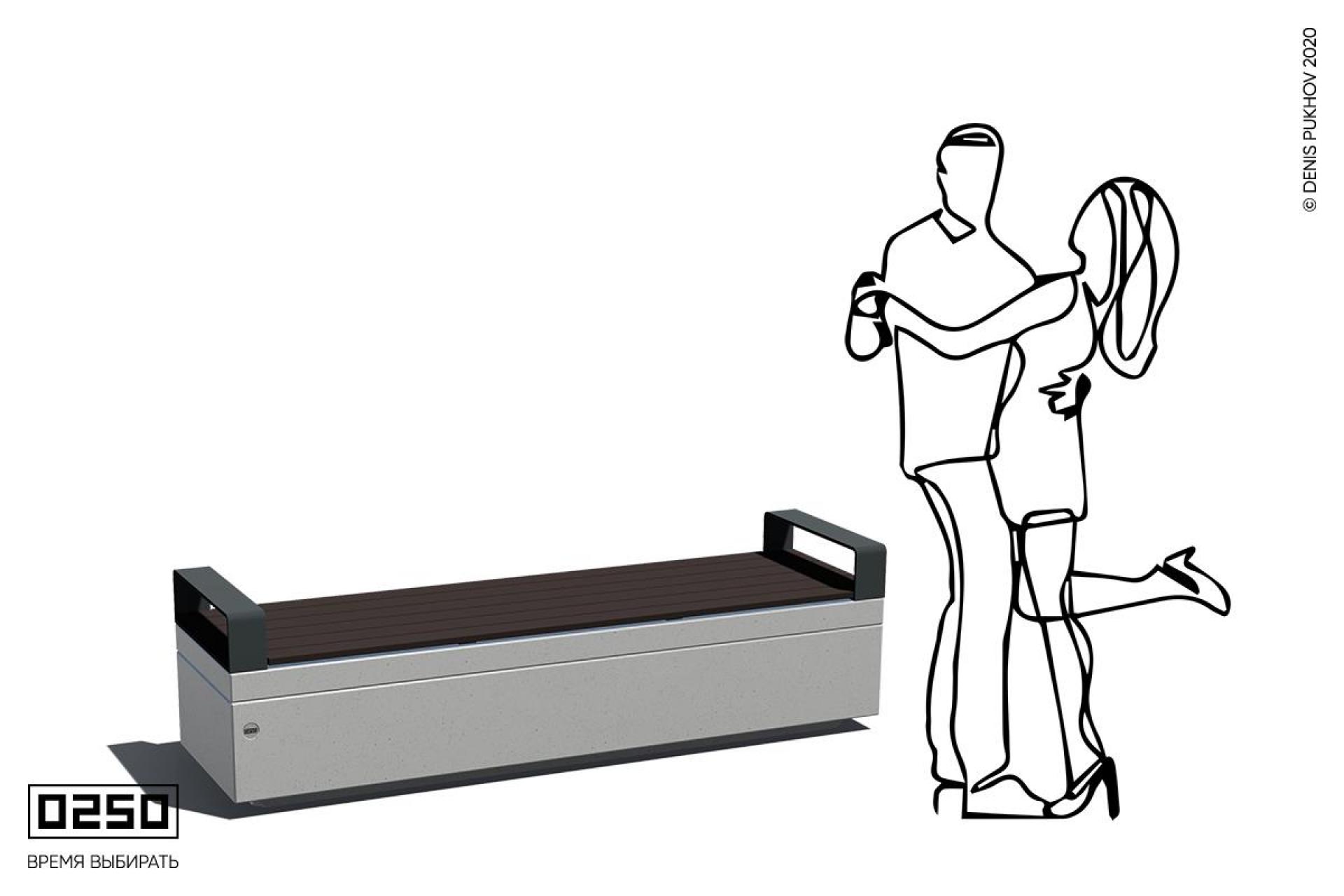 Скамейка с подлокотниками на блоке Скамейка с подлокотниками на блоке, СМП._.НГ3._.ТБ