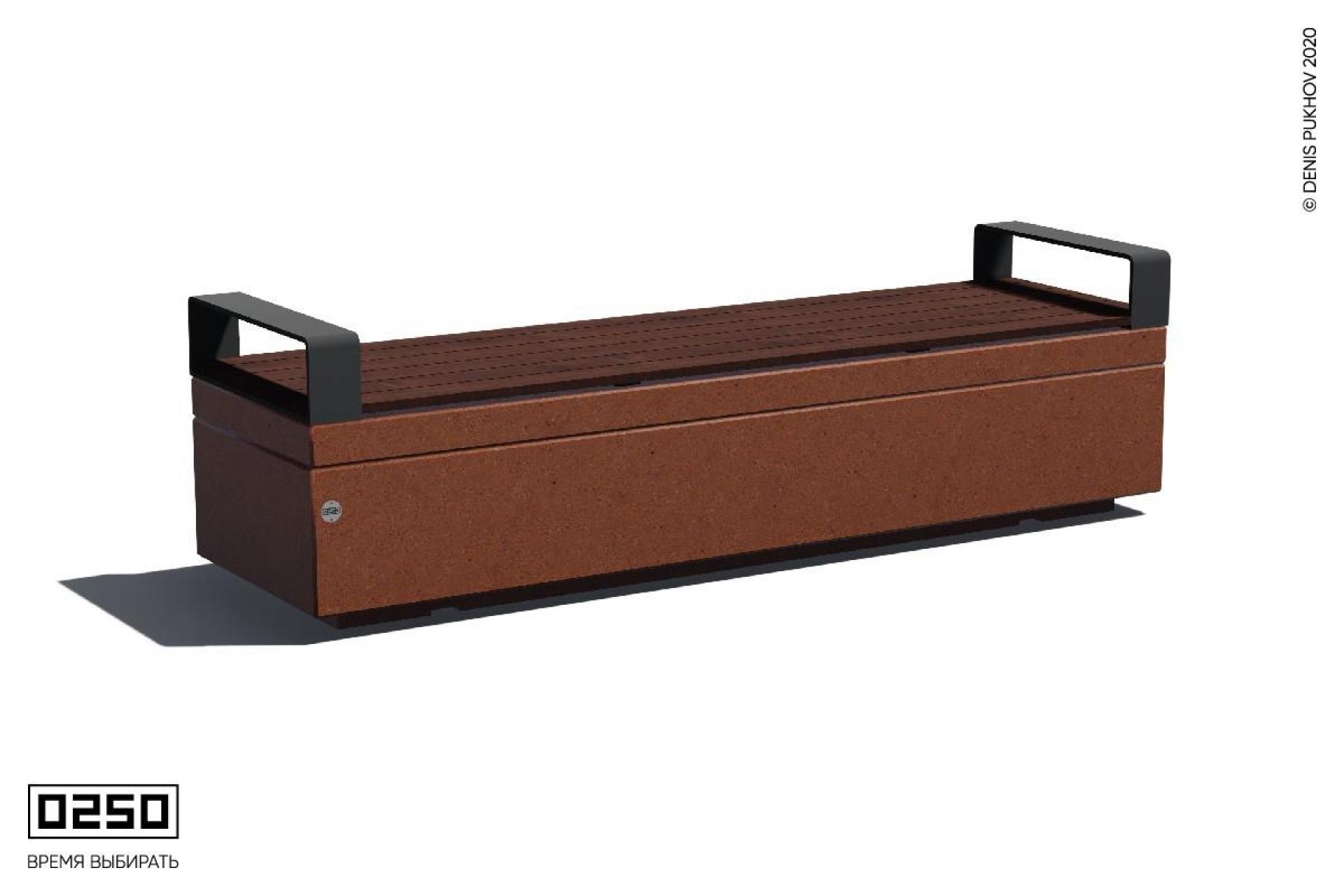 Cкамейка бетонная с подлокотниками Рыжий кортен СМП.РК.НГ3.РК.ТБ Cкамейка бетонная с подлокотниками Рыжий кортен СМП.РК.НГ3.РК.ТБ