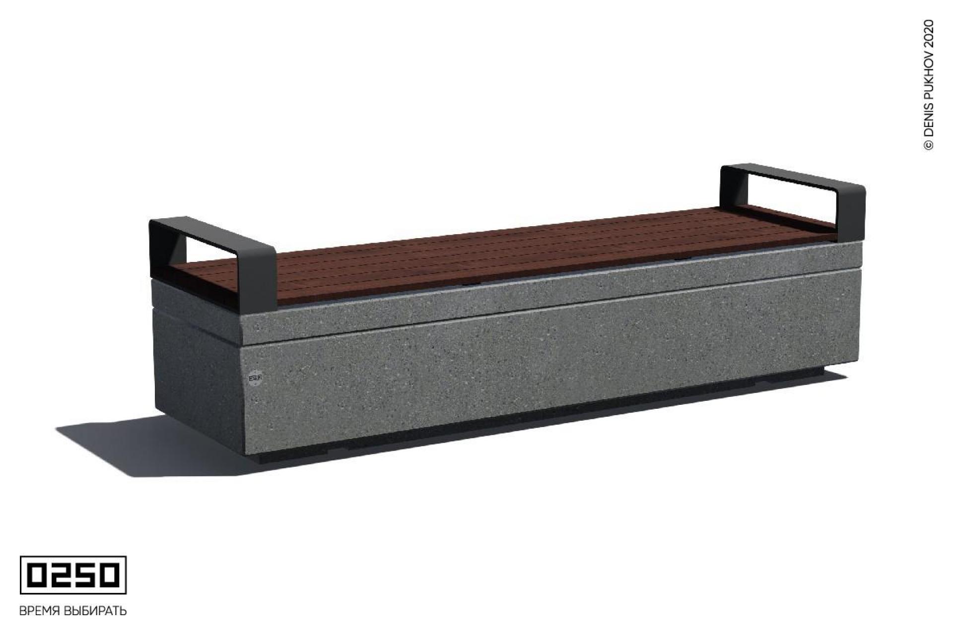 Cкамейка бетонная с подлокотниками Серый графит СМП.С.НГ3.С.ТБ Cкамейка бетонная с подлокотниками Серый графит СМП.С.НГ3.С.ТБ