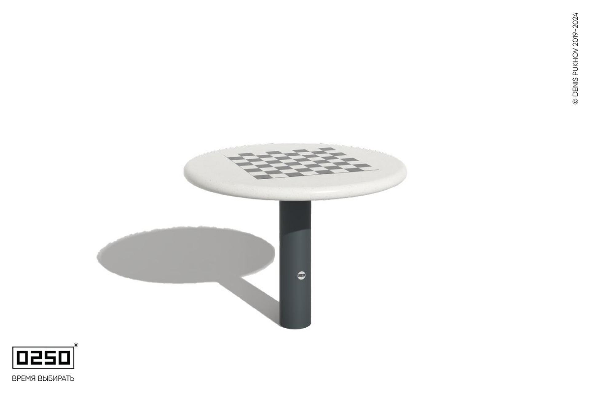 Уличный шахматный круглый стол из белого ультрабетона