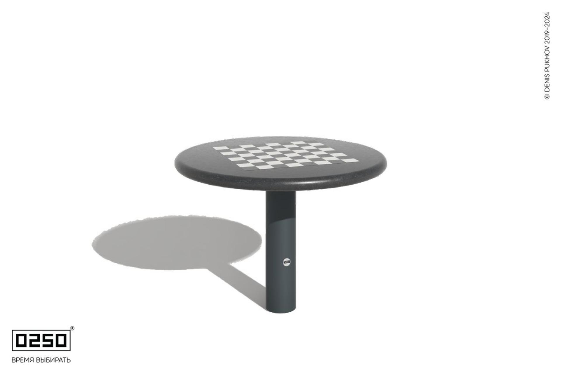 Уличный шахматный круглый стол из черного ультрабетона