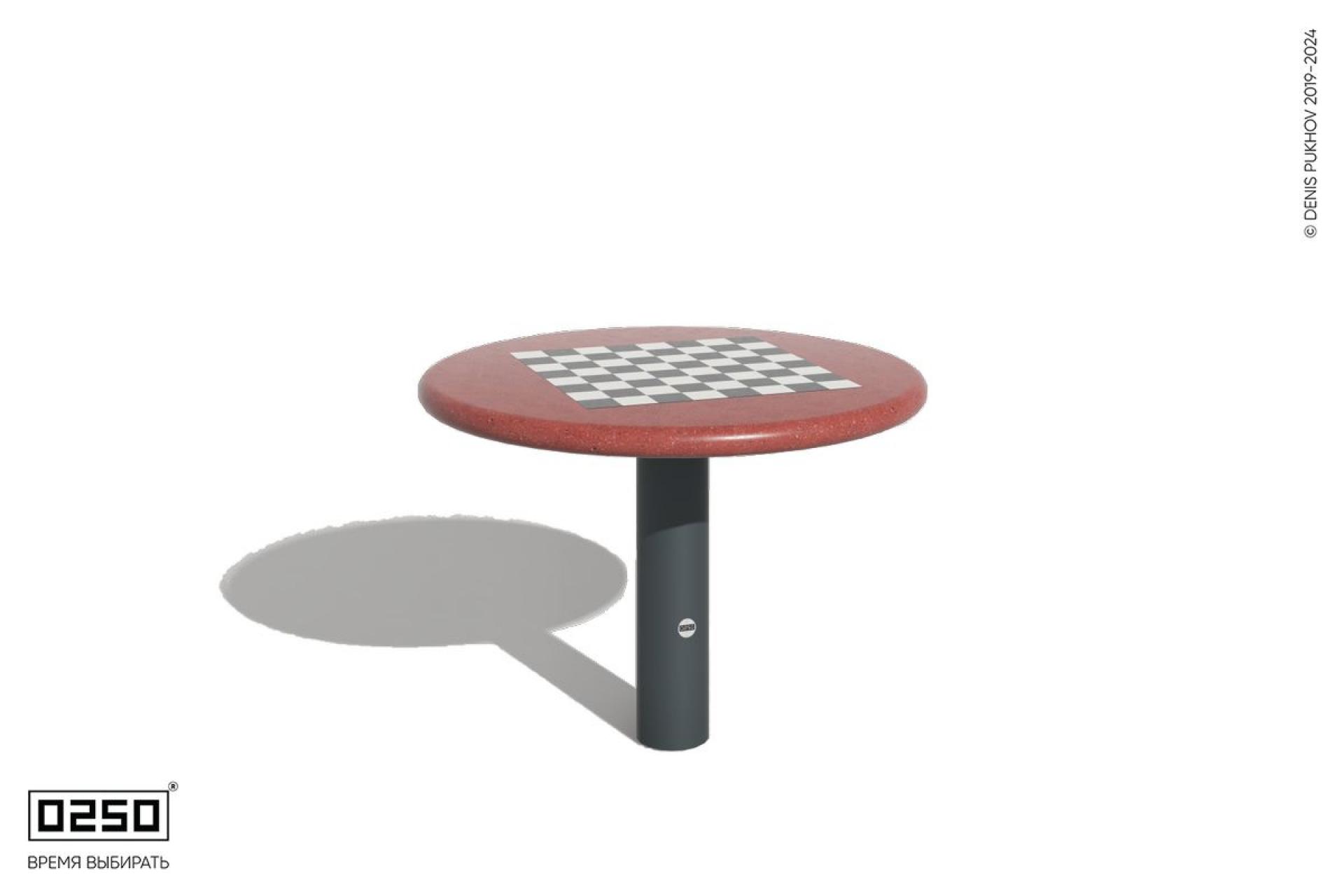 Уличный шахматный круглый стол из красного ультрабетона