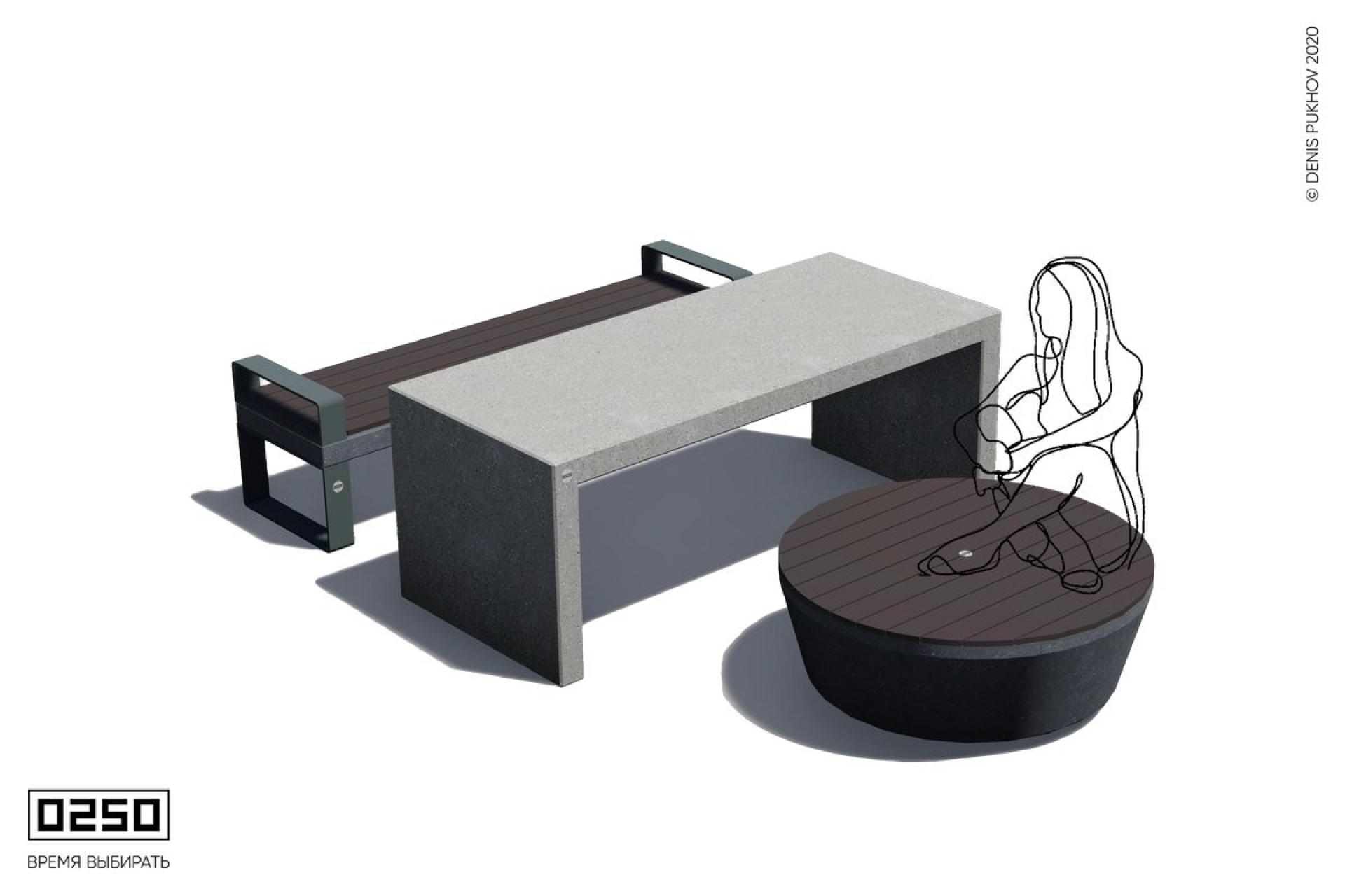 Парковый бетонный стол Кварта из полированного архитектурного бетона, СТО-П