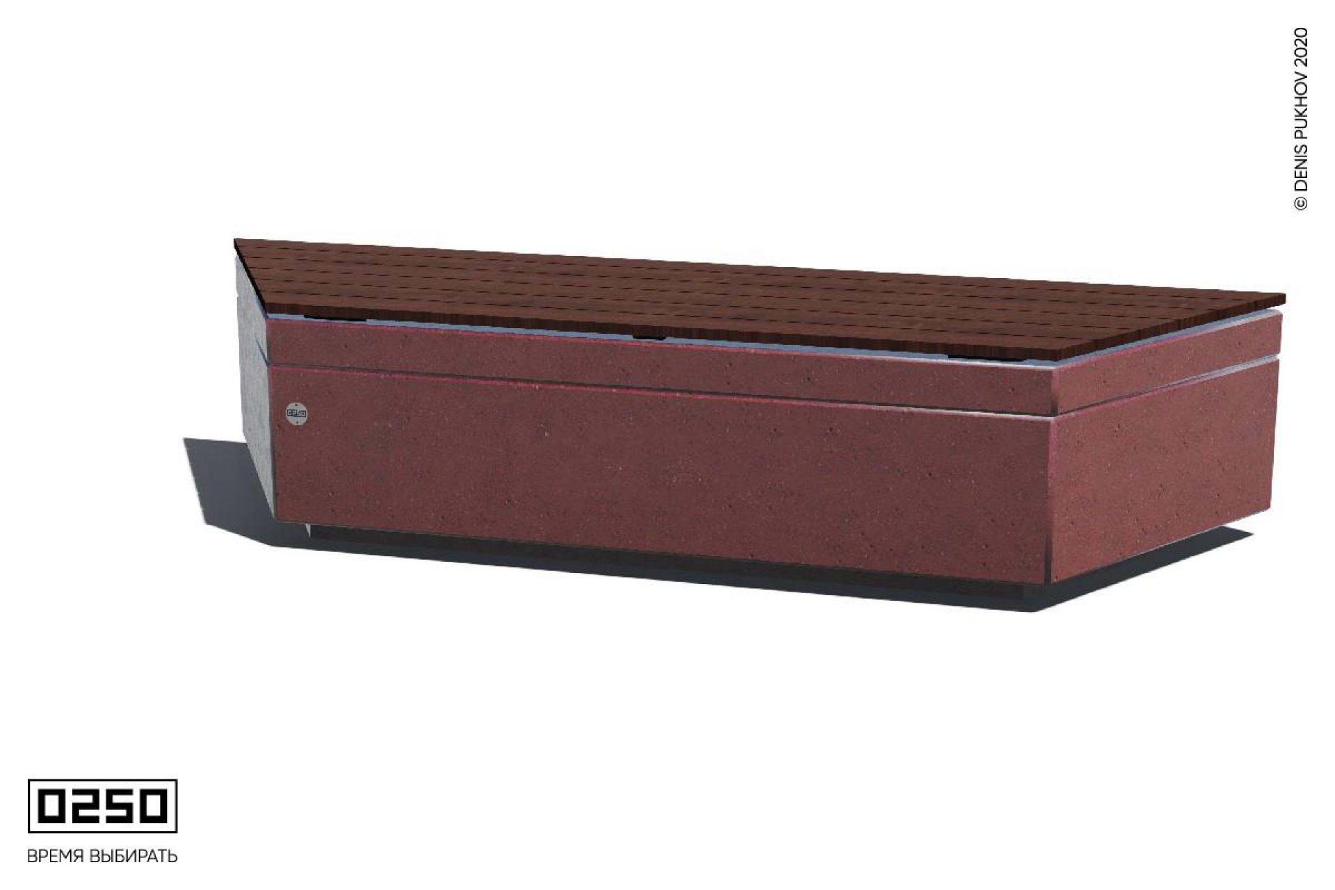 Парковая скамья угловая на бетонном основании в виде равнобедренной трапеции Красный марс СМР.КМ.НГ3.КМ.ТБ Парковая скамья угловая на бетонном основании в виде равнобедренной трапеции Красный марс СМР.КМ.НГ3.КМ.ТБ