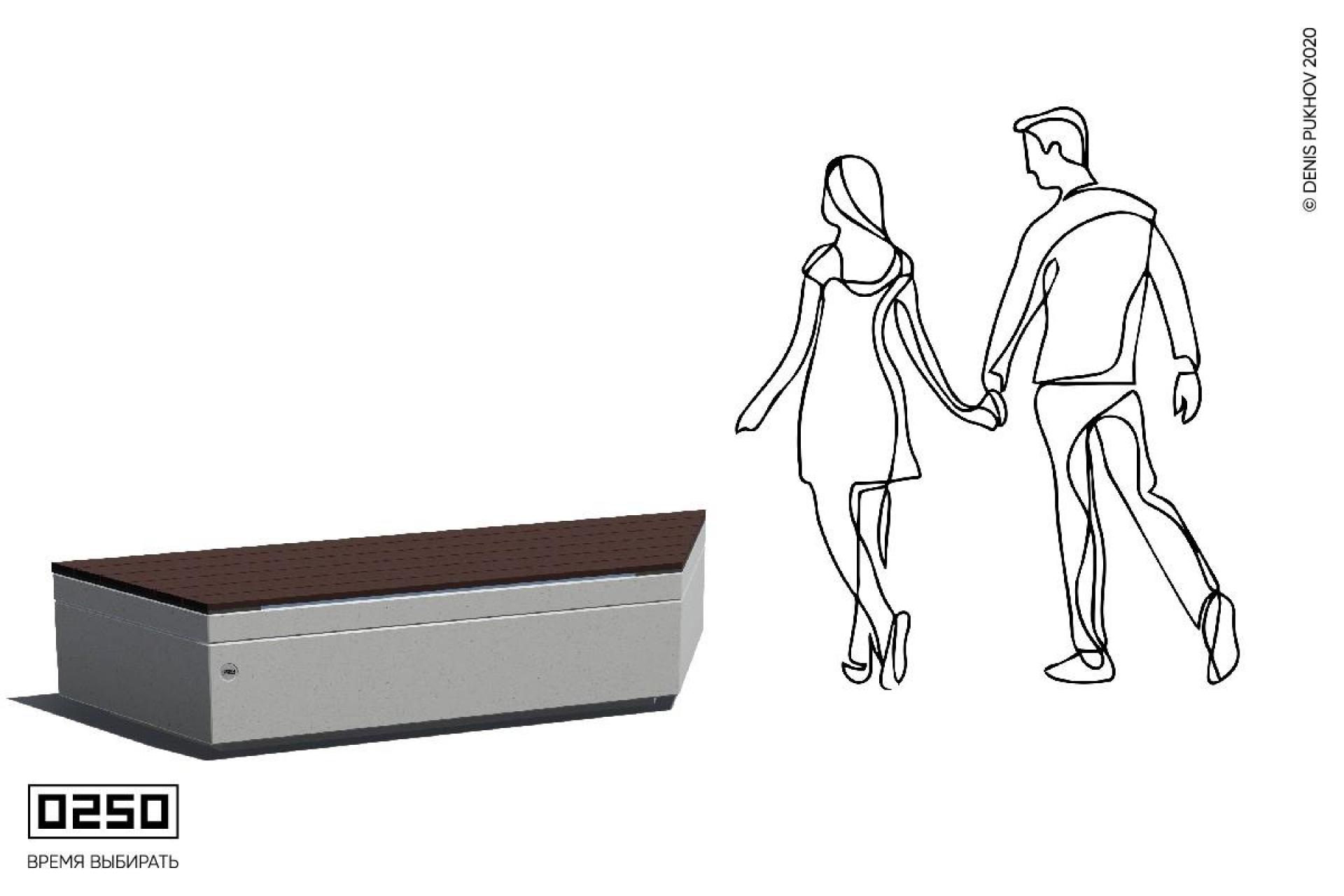 Скамейка трапециевидная на блоке Скамейка трапециевидная на блоке, СТР._НГ3._ТБ