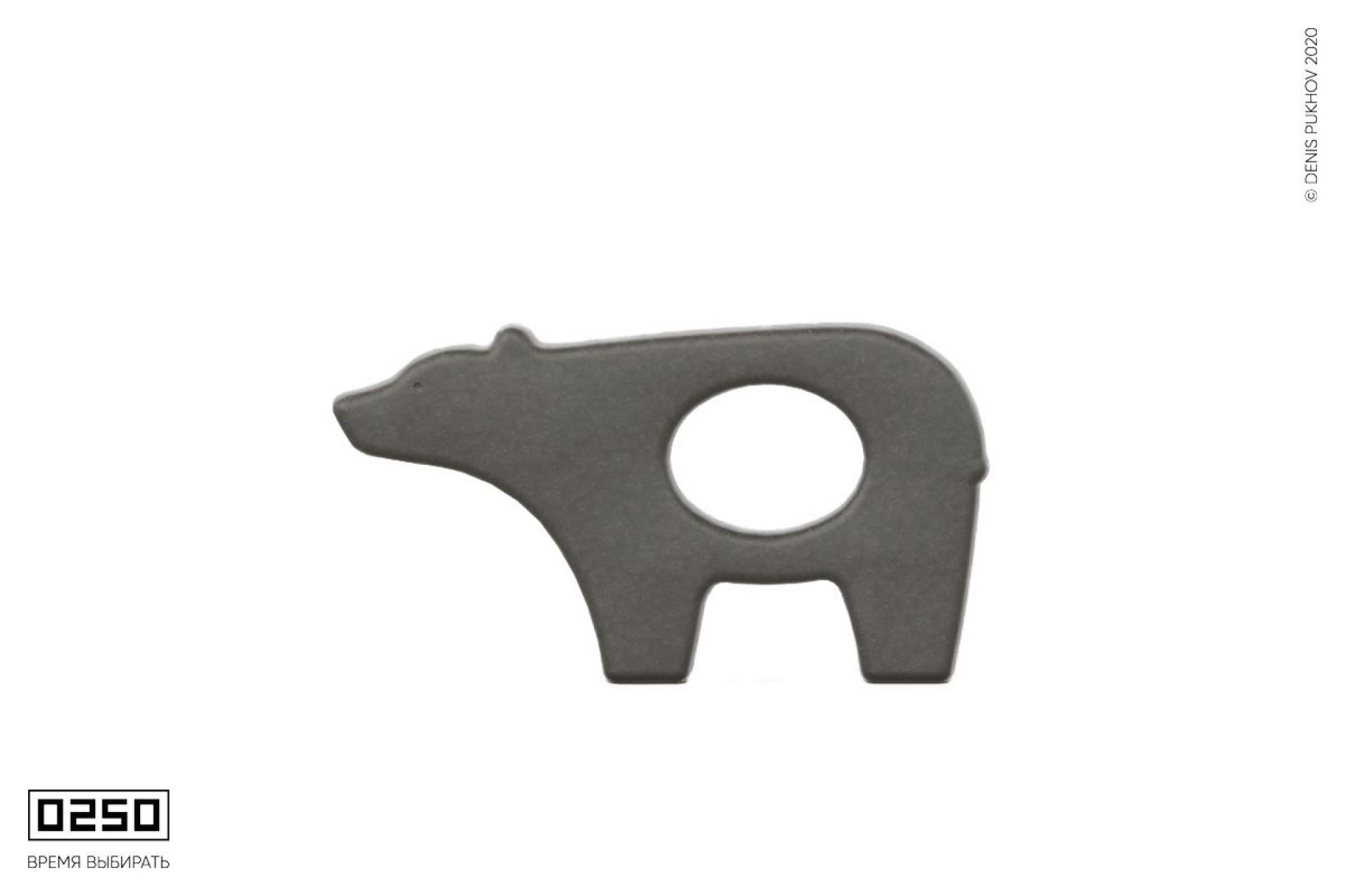 Рендер арт-объект медведь из черного бетона