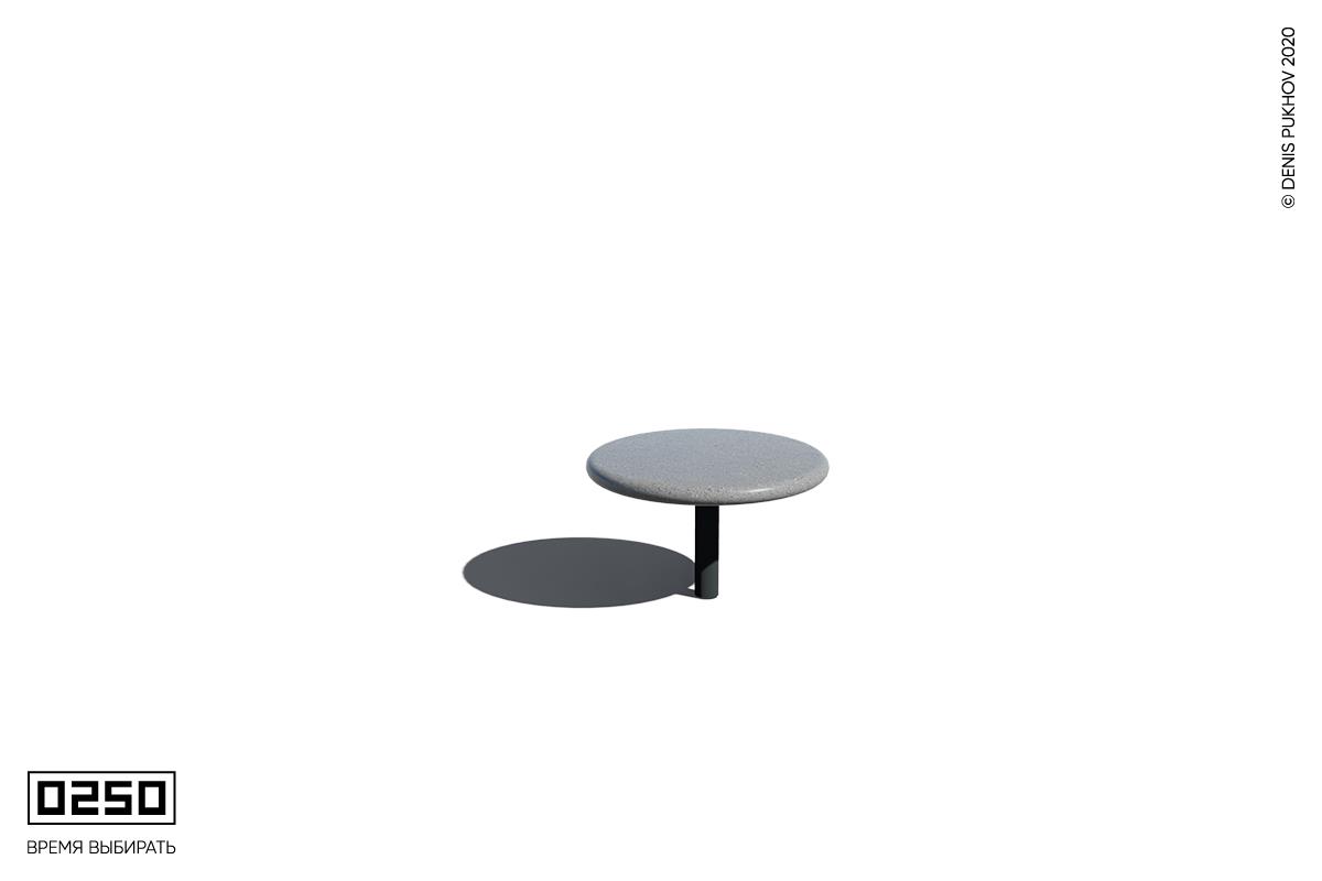Илюстрация Стол для улицы серного цвета с круглой столешницей из архитектурного бетона диаметром 760мм 